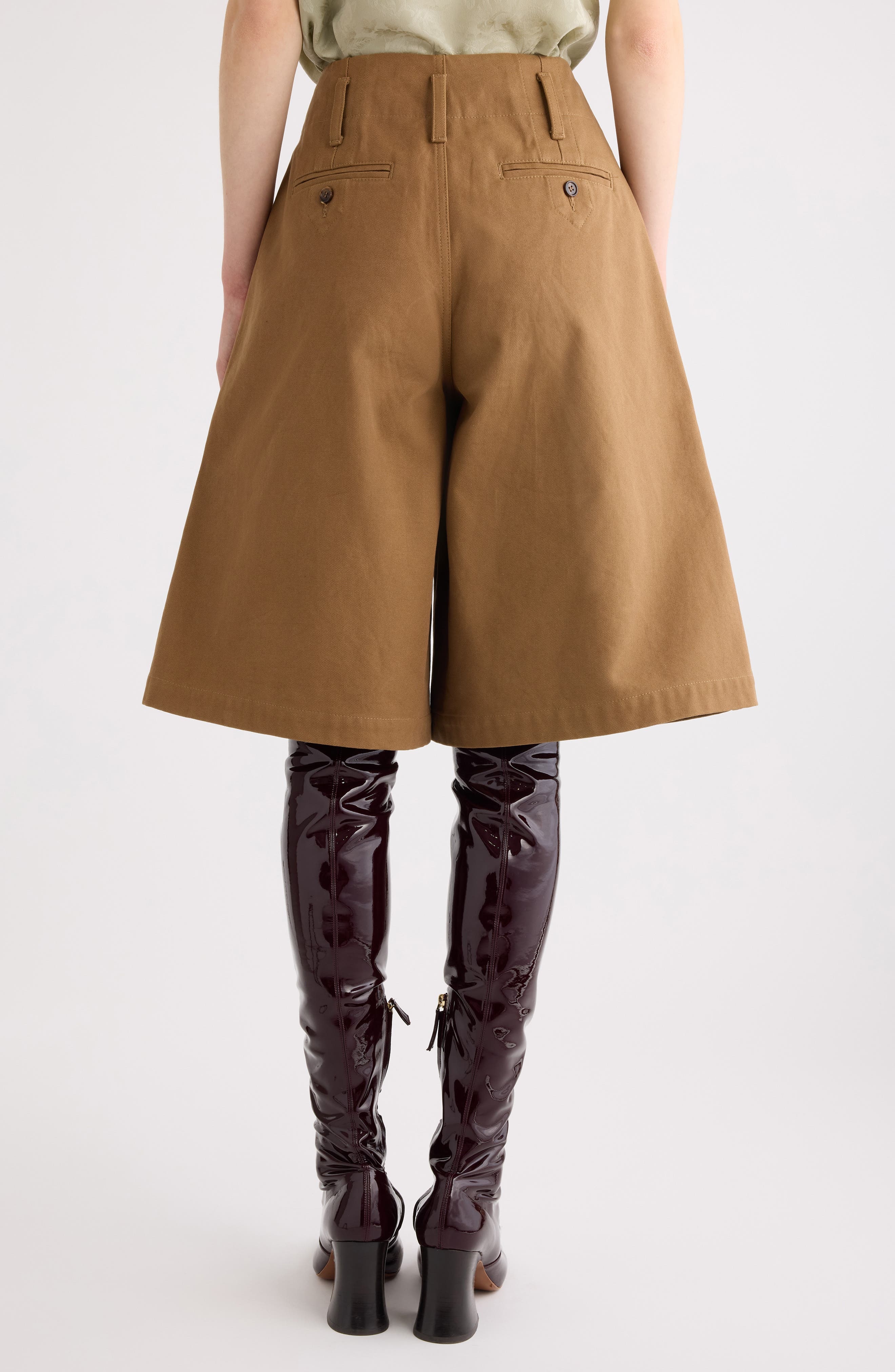 Chloé Garment Dye Organic Cotton Canvas Bermuda Shorts in Mustard Brown at Nordstrom - 3