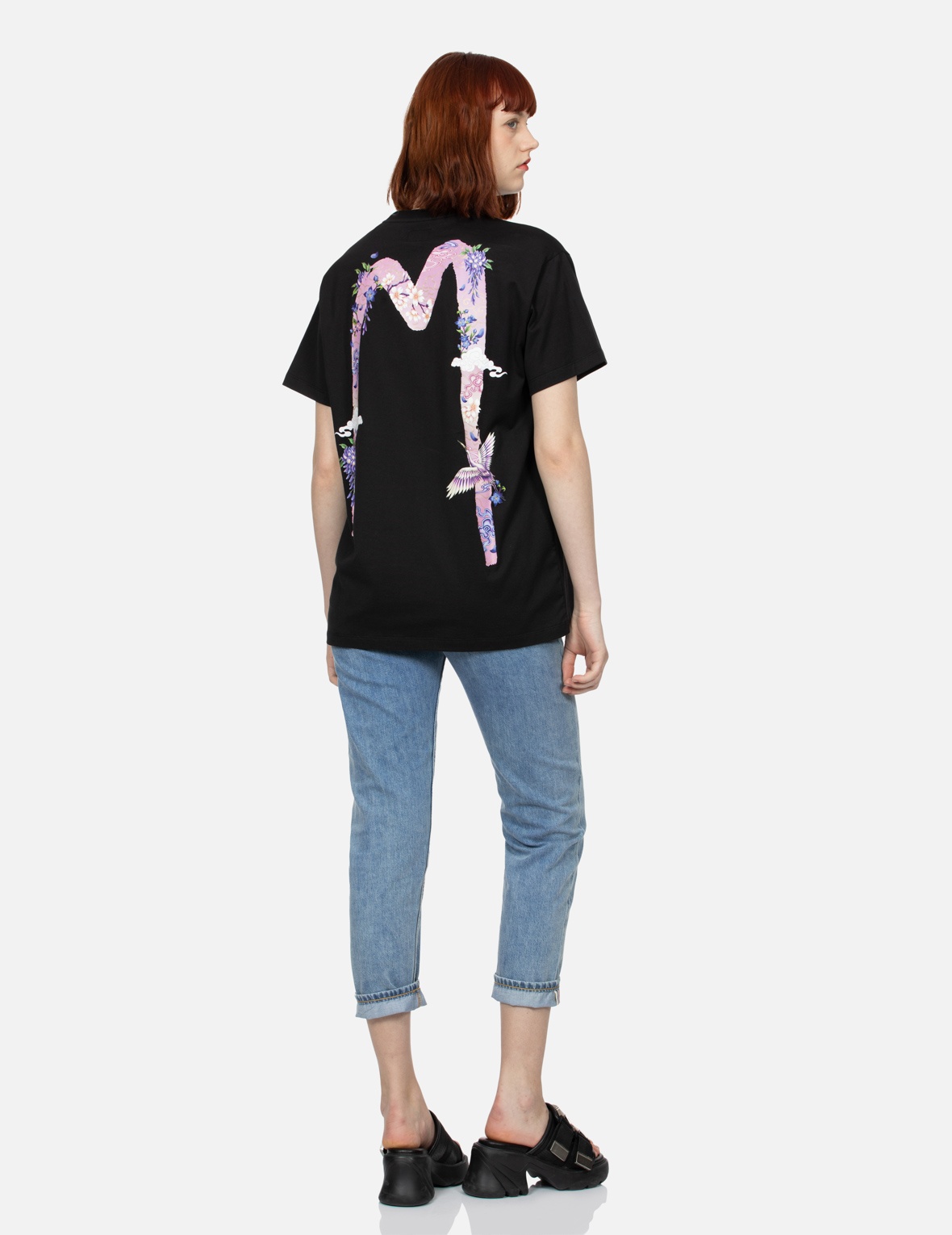 SEAGULL EMBROIDERY AND WISTERIA PRINT RELAX FIT JEANS - 3