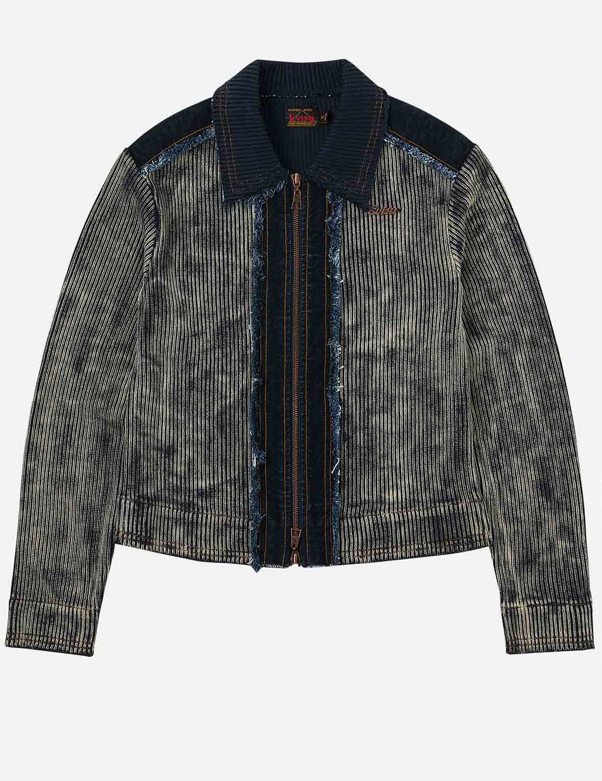 Denim Panelled Fashion Fit Zip-Up Cardigan - 3