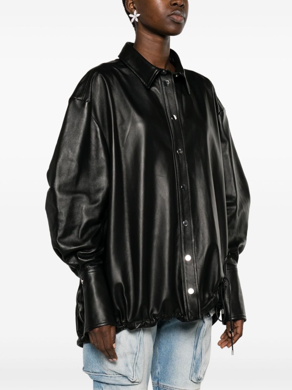 leather shirt jacket - 3