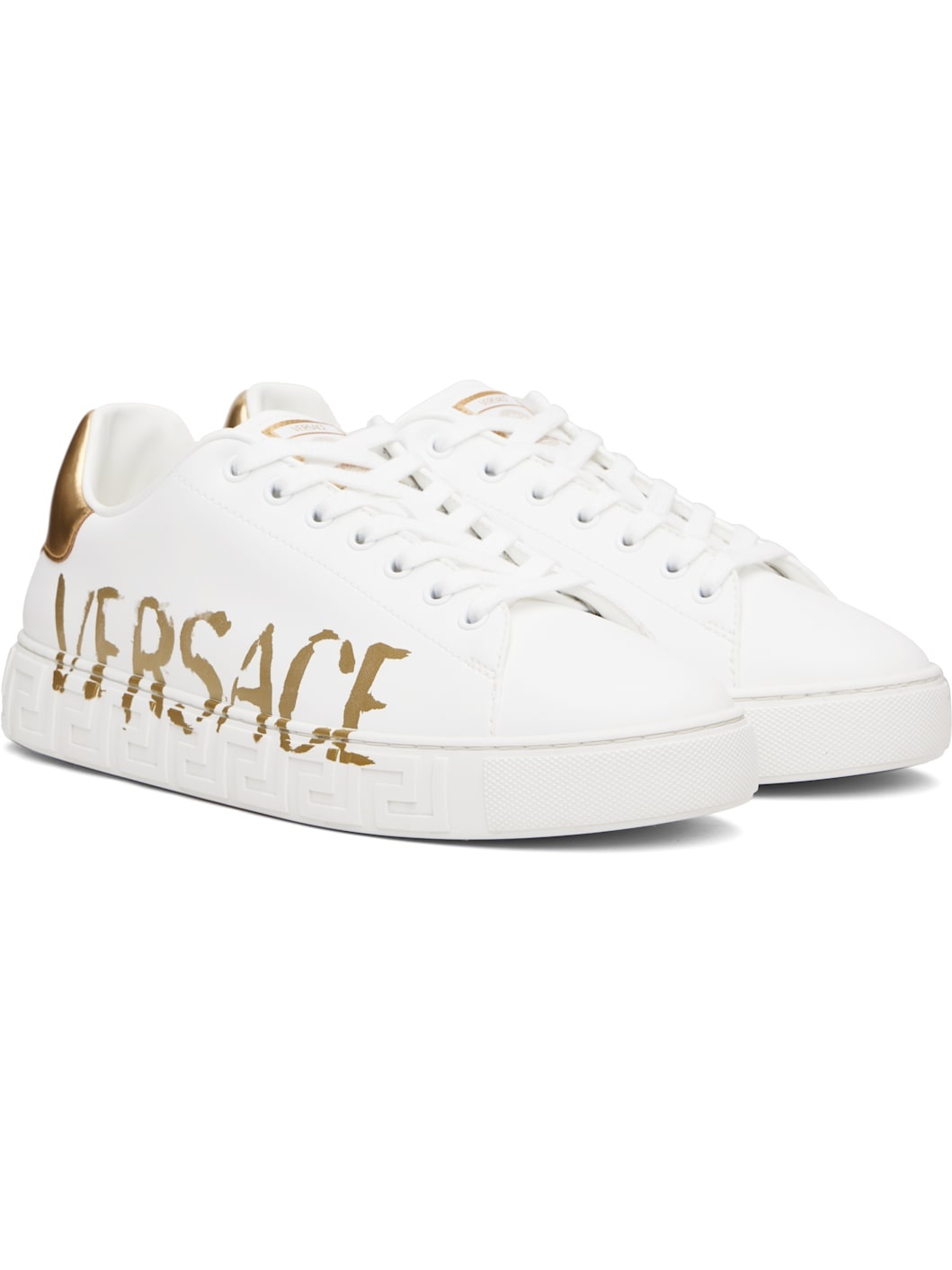 White Logo Greca Sneakers - 4