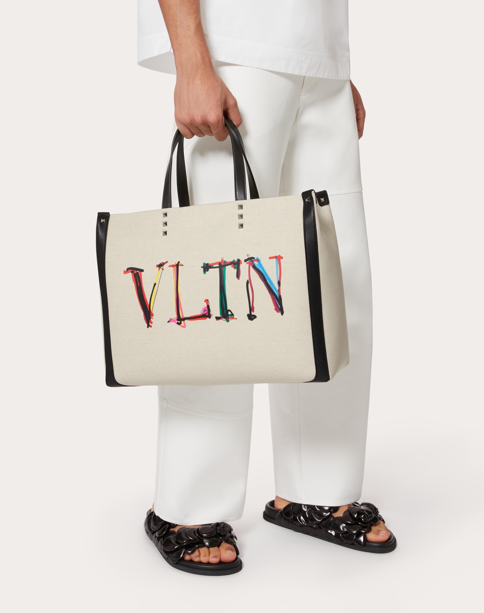 MEDIUM VLTN GRAPH CANVAS TOTE BAG - 6