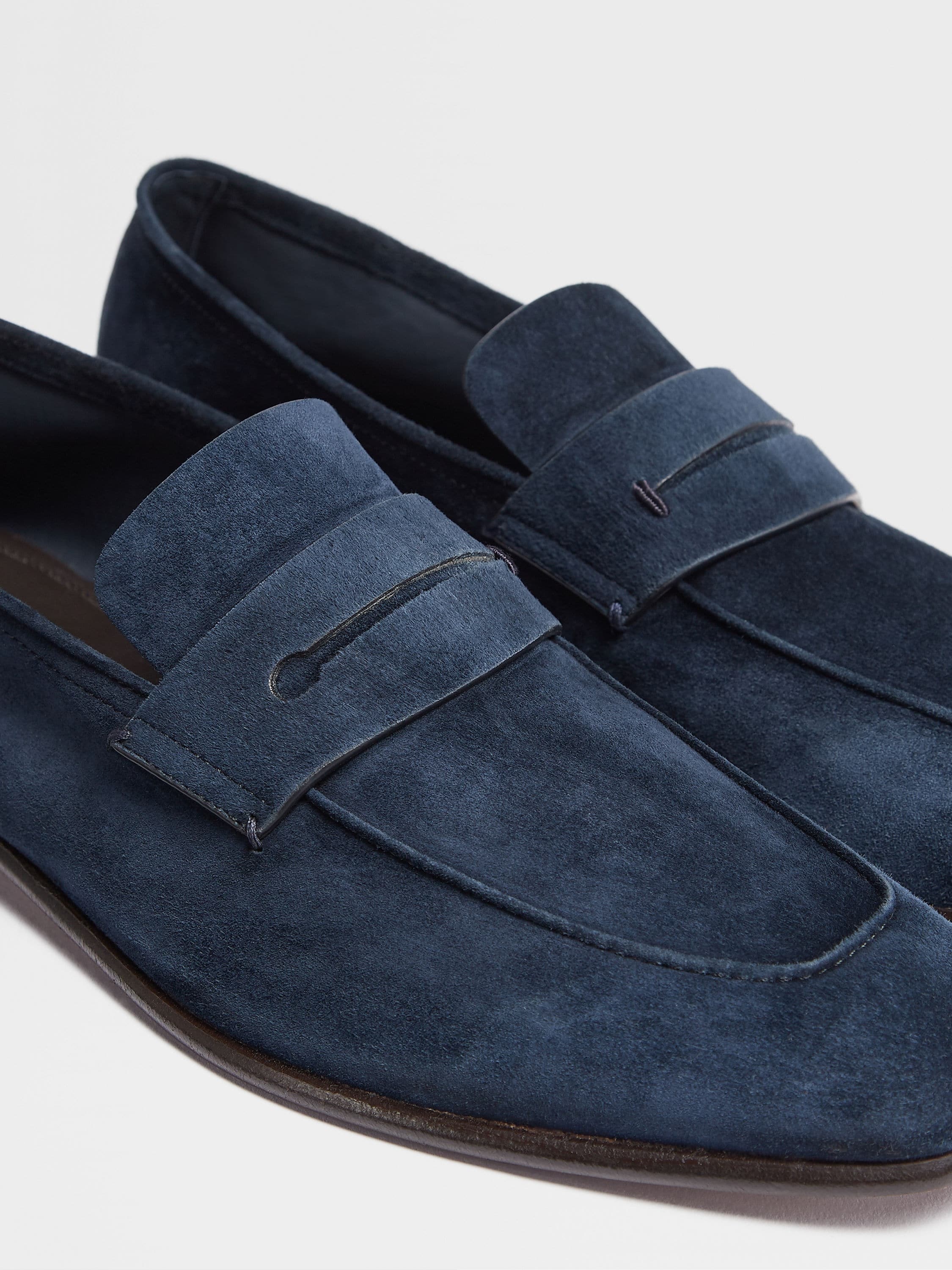 NAVY BLUE SUEDE L'ASOLA LOAFERS - 4