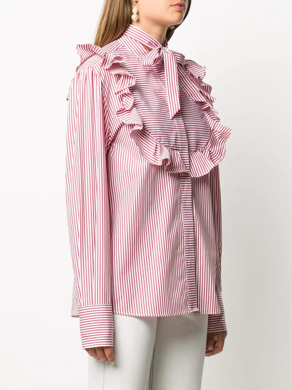 ruffle-trim striped shirt - 3