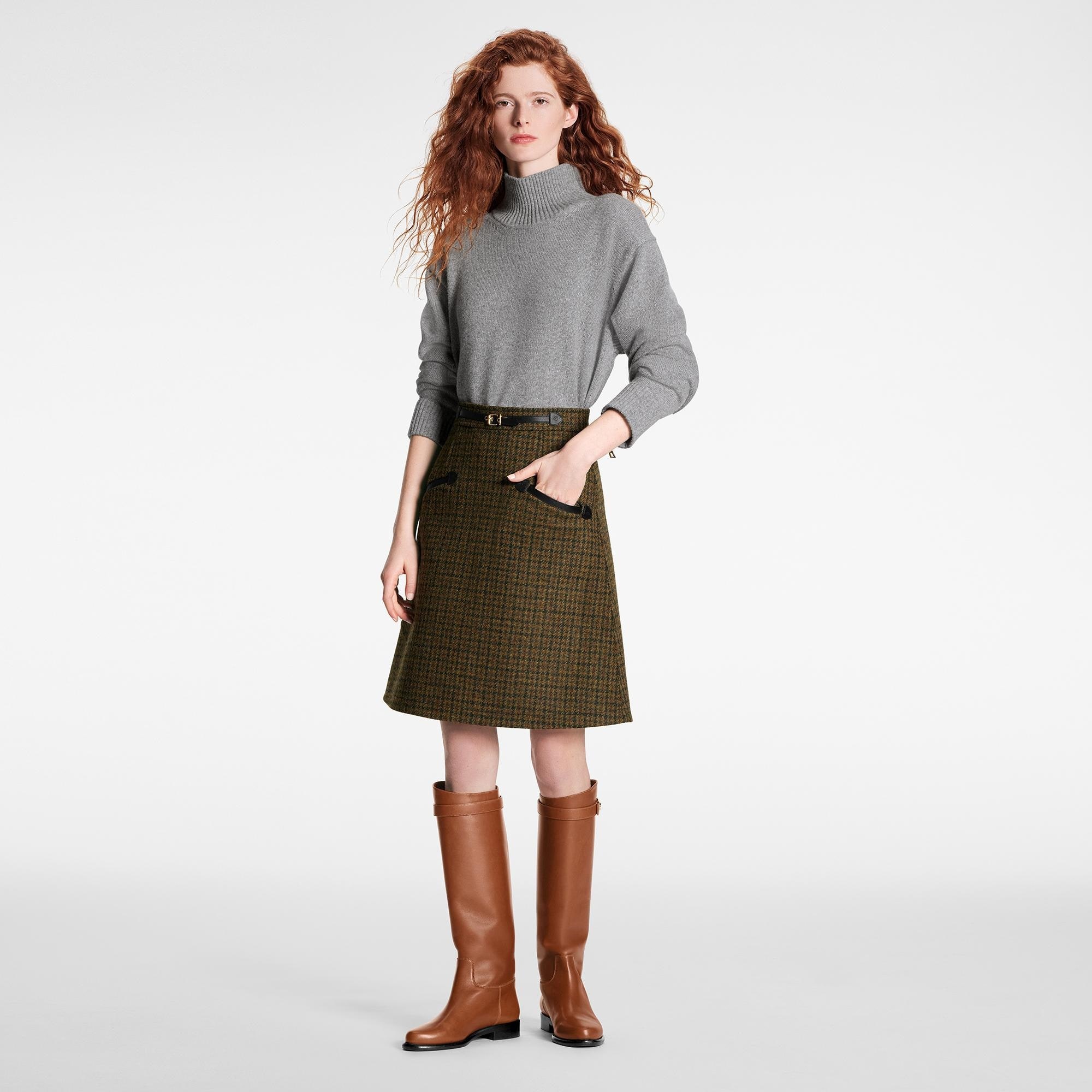 Preppy Houndstooth A-Line Skirt - 2