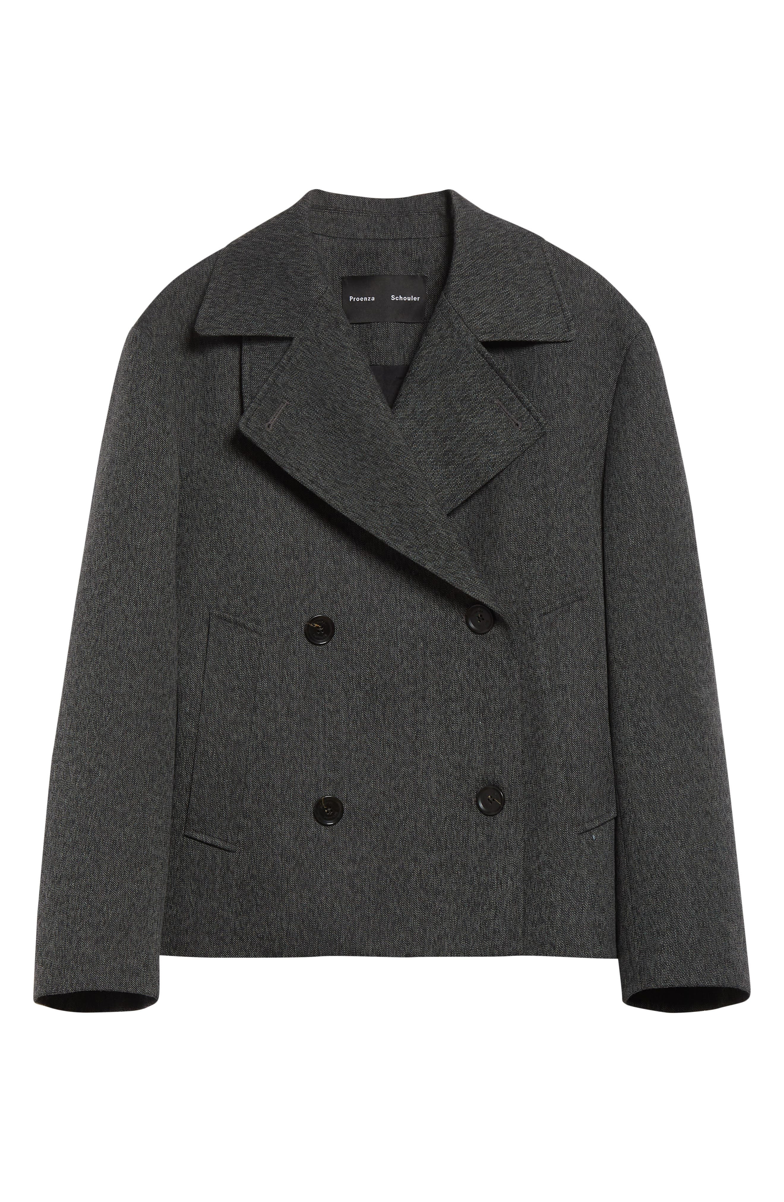 Proenza Schouler Nola Double Breasted Textured Suiting Jacket in Charcoal Melange at Nordstrom - 7