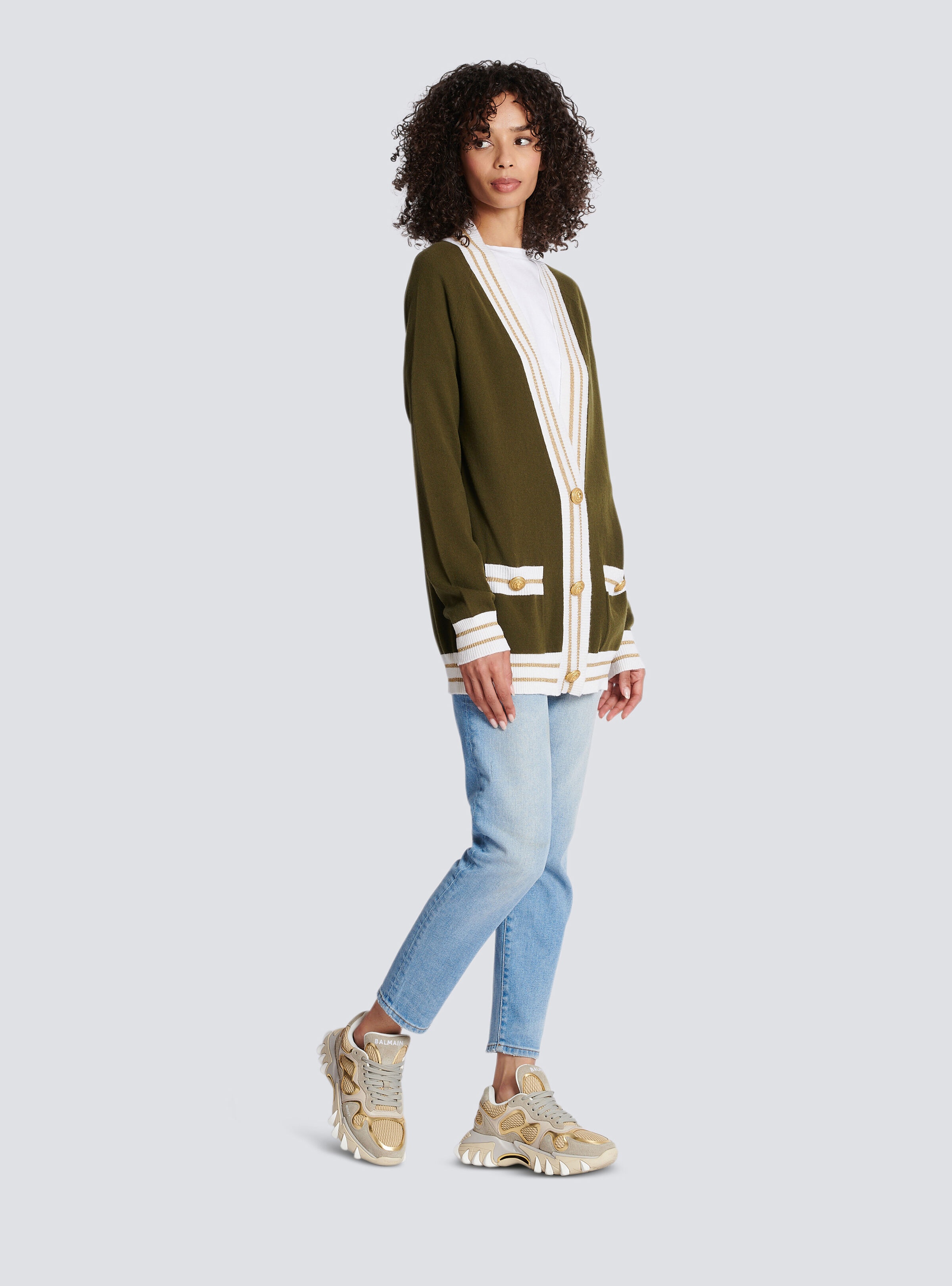 Cashmere cardigan with Balmain logo - 4