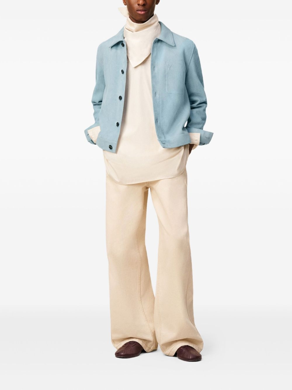 suede button-up jacket - 2