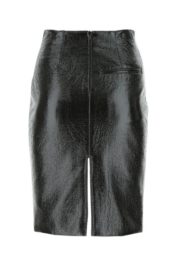 Black synthetic leather skirt - 2