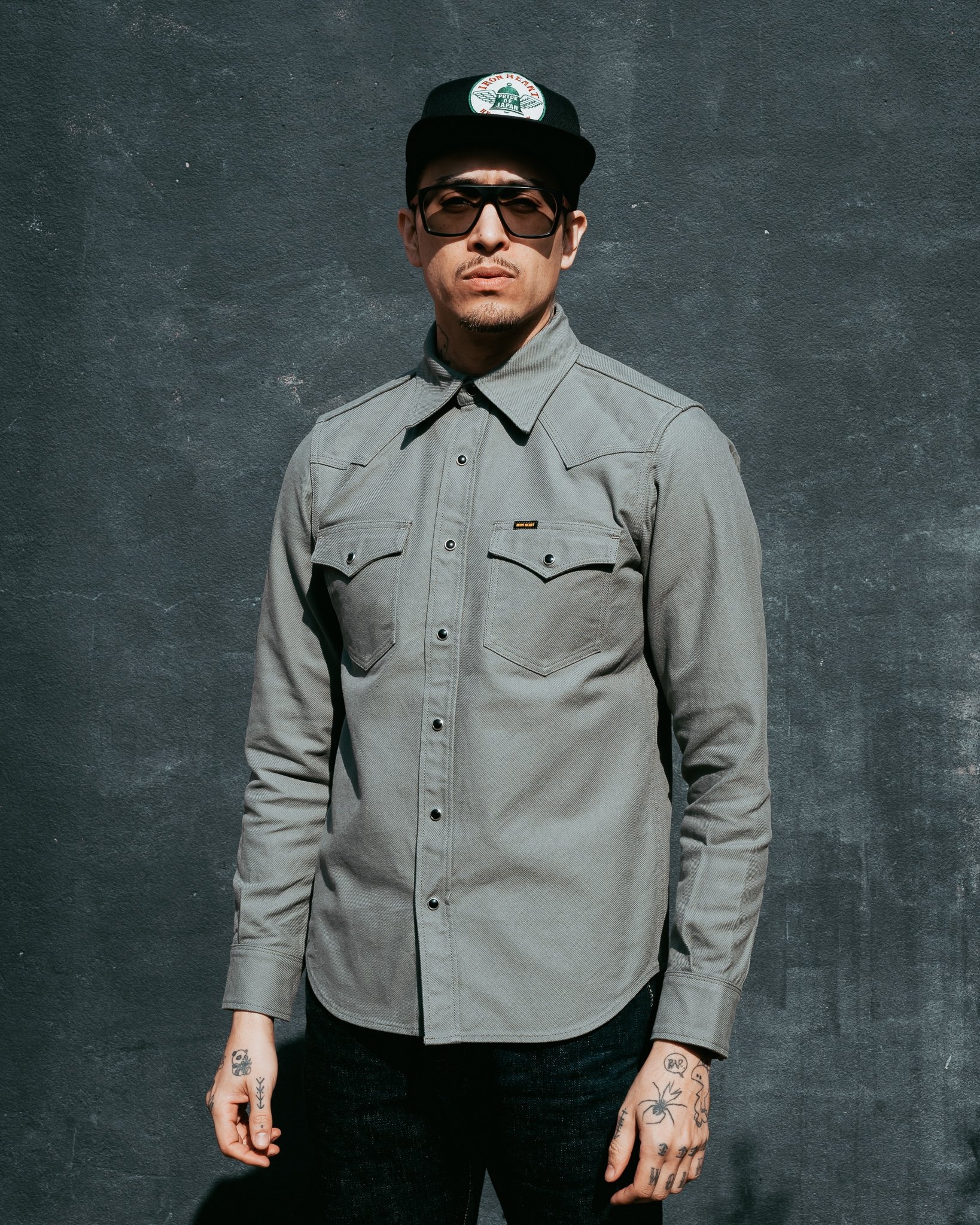 IHSH-235-GRY 13oz Military Serge Western Shirt - Grey - 4