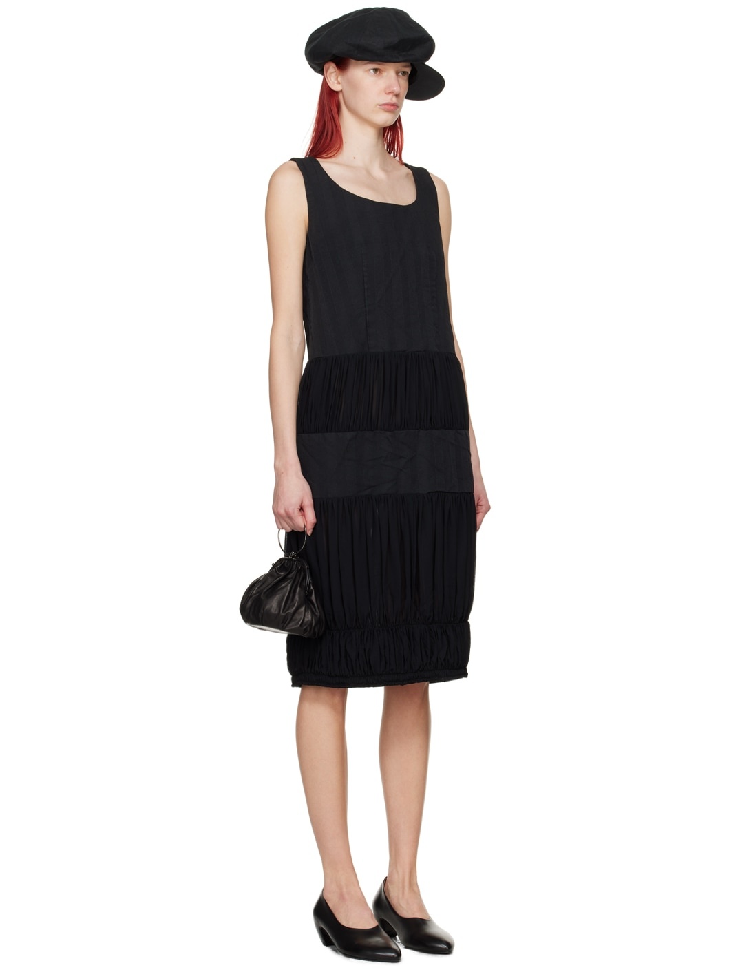 Black Ruched Midi Dress - 2