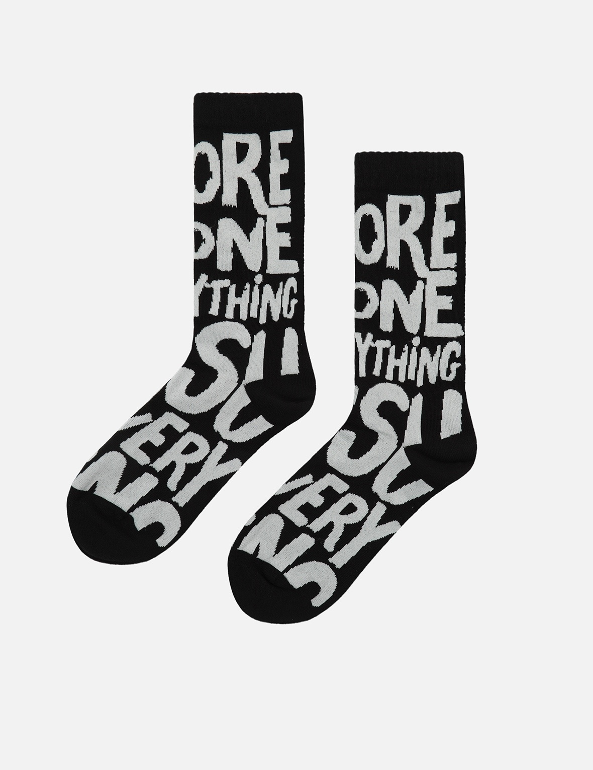 ALLOVER GRAFFITI SLOGAN JACQUARD LONG SOCKS - 1