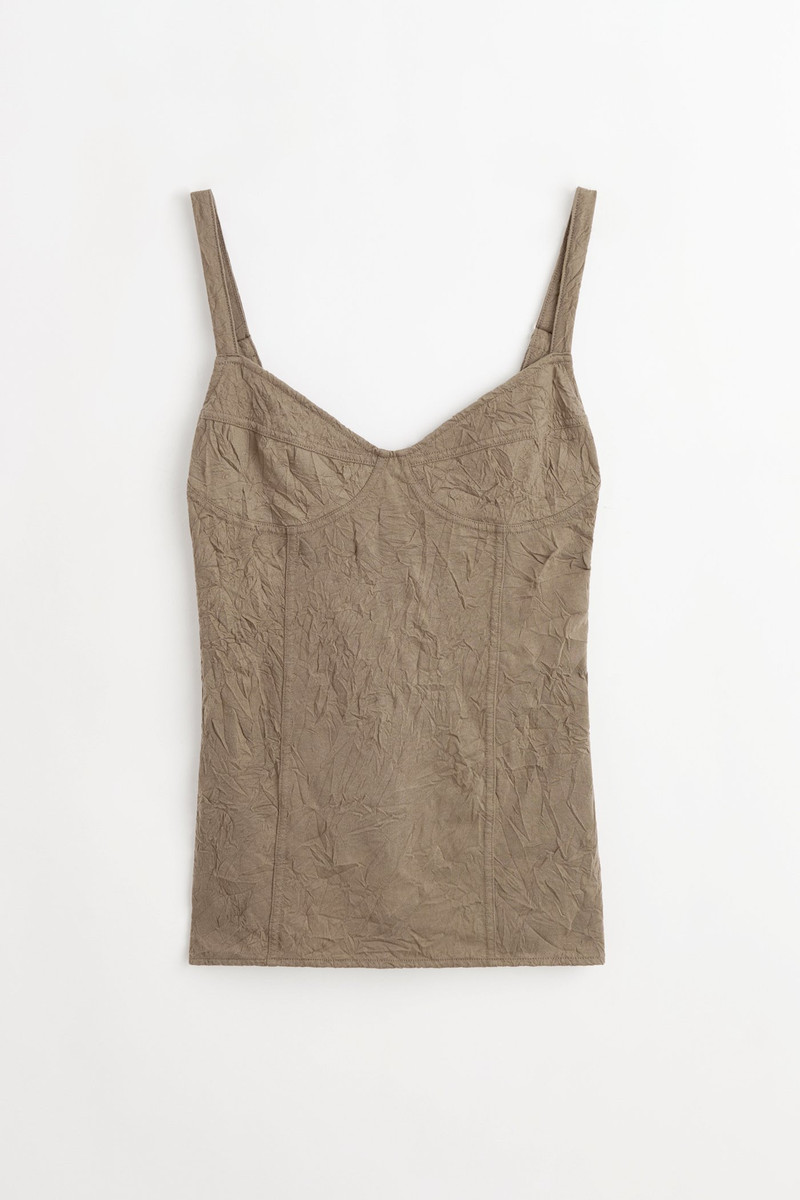 Cami Tank Olive Crinkle Jersey 1