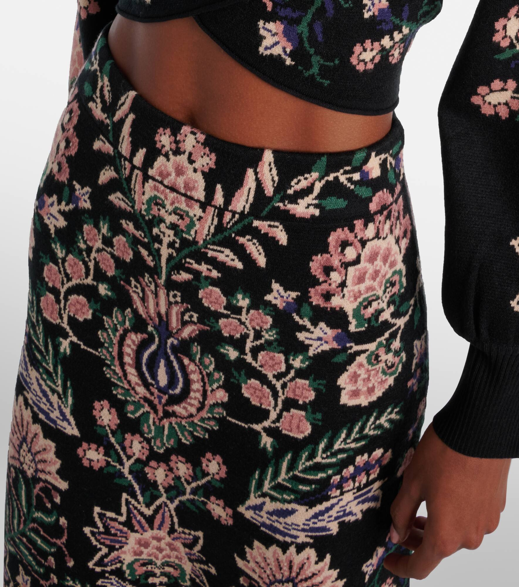 Marvelous Garden fringed high-rise midi skirt - 4
