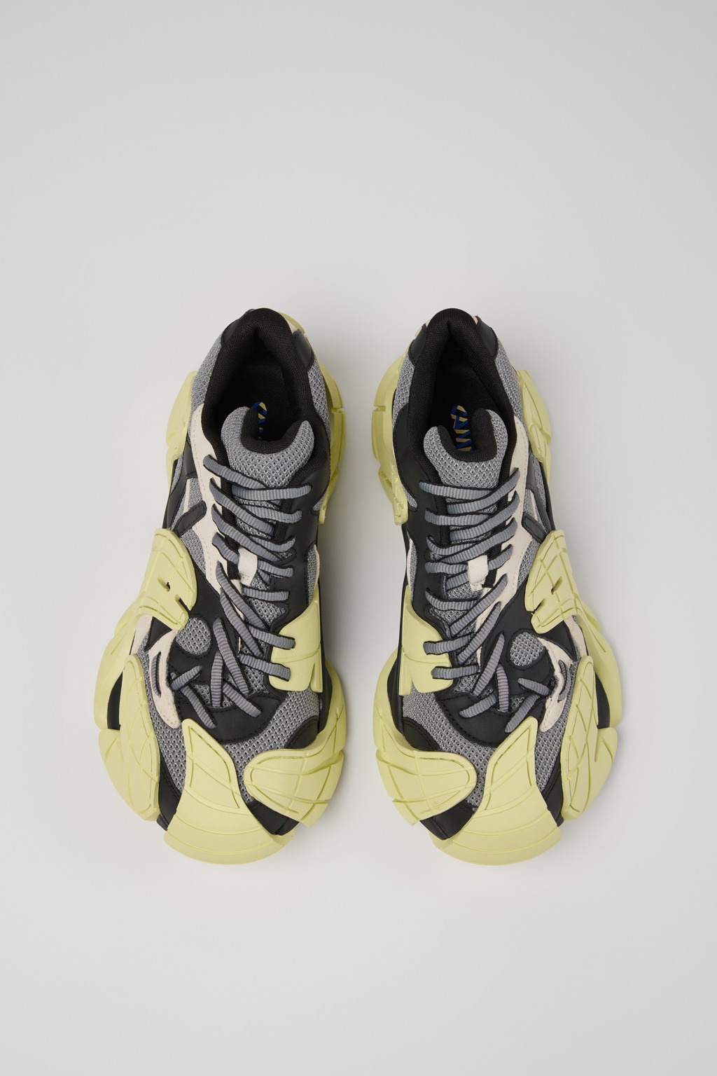 Gray and Black-White Textile Sneakers - 4