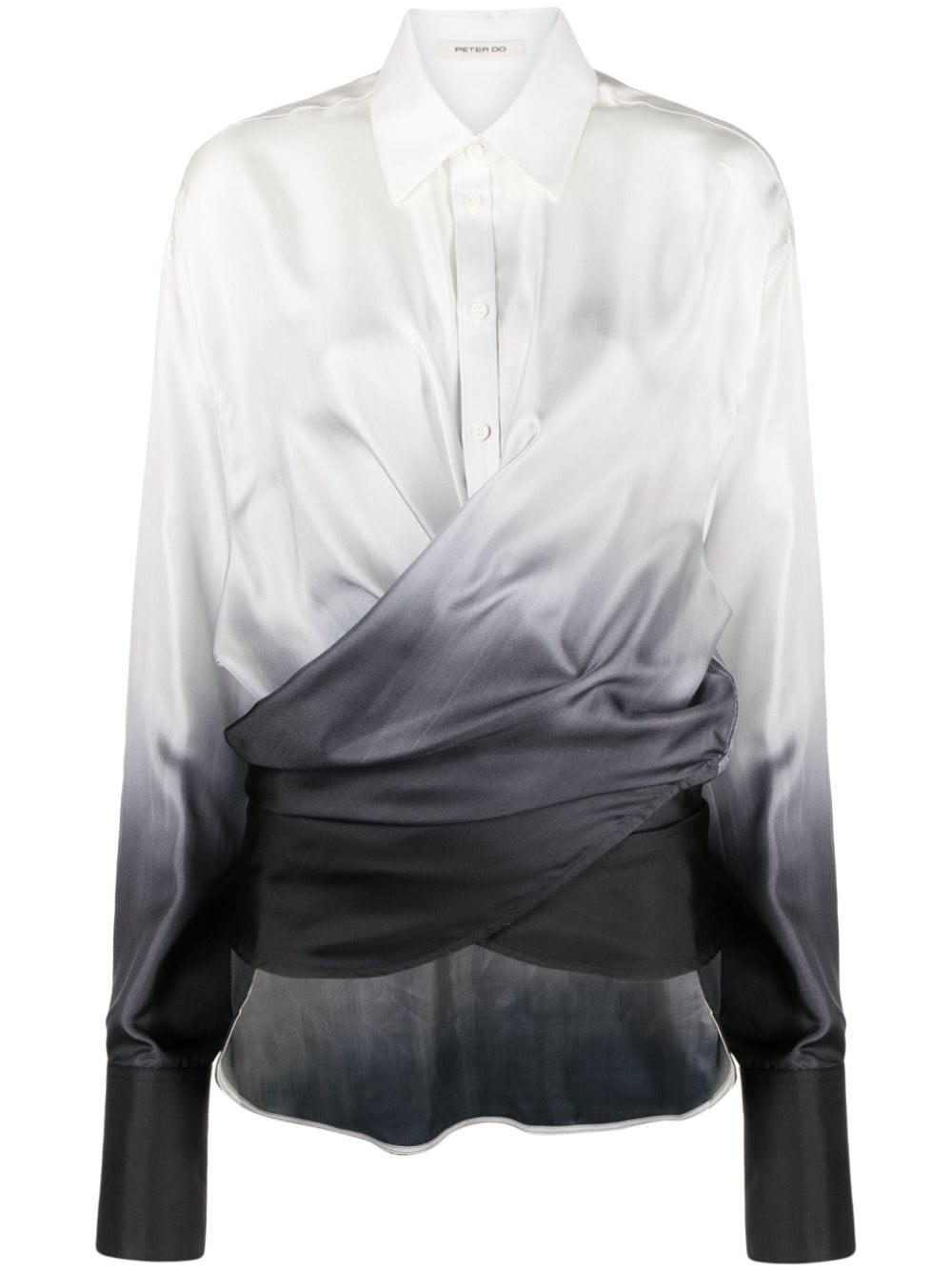 faded-effect wrap silk shirt - 1