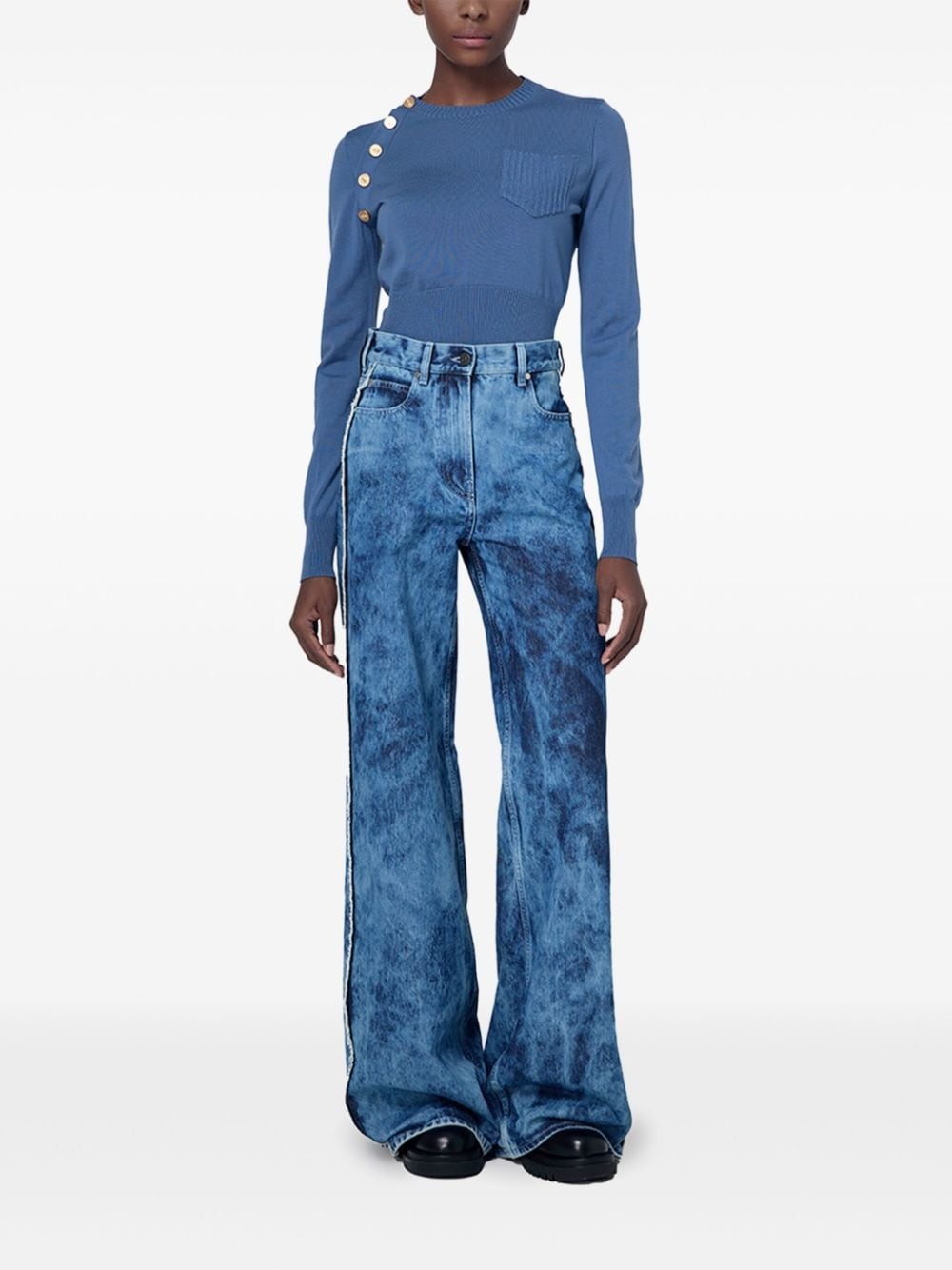 Unique jacquard wide-leg jeans - 3