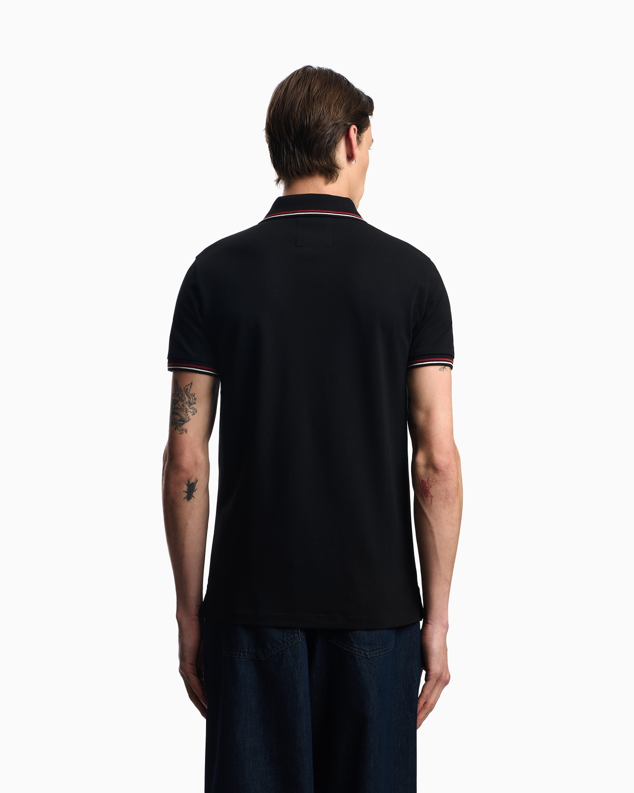 Slim-fit stretch piqué polo shirt with micro eagle - 3