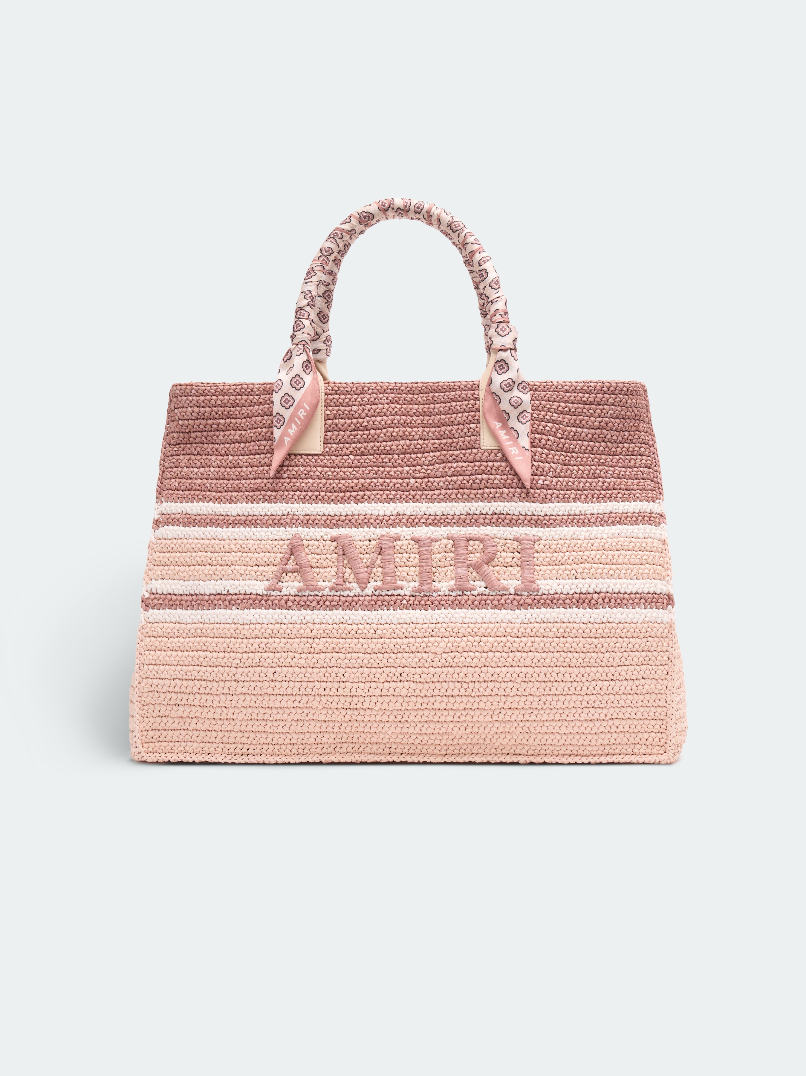 WOVEN STRIPE RAFFIA TOTE BAG - 1