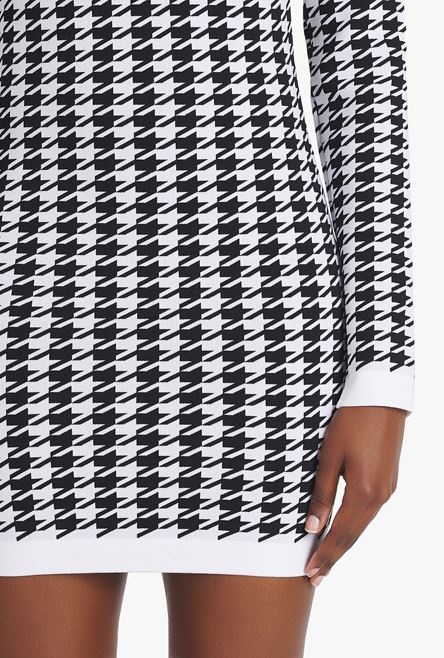 Short white and black houndstooth print dress - 8