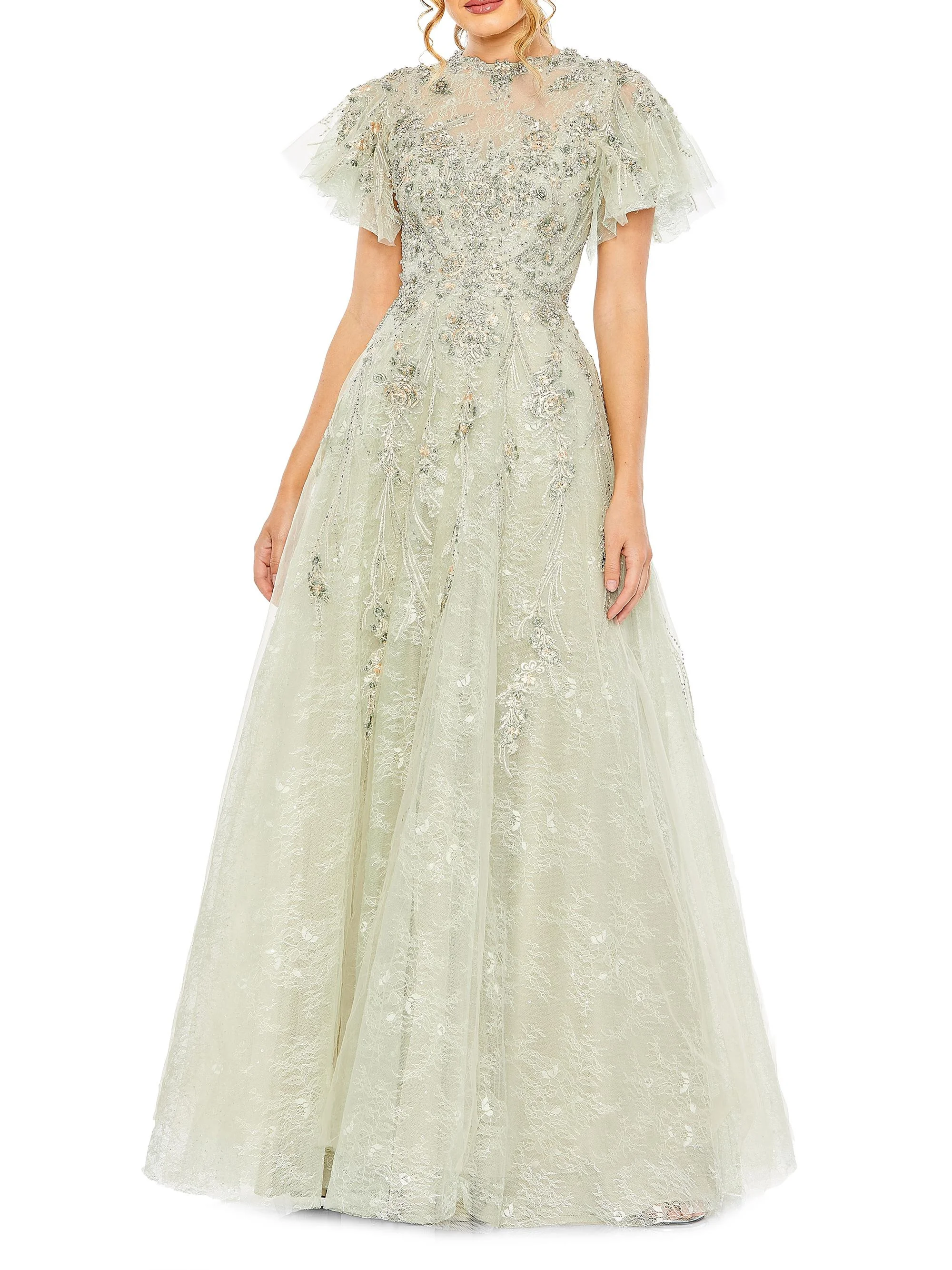 Women's Sequin-Embellished Gown - Seafoam - 1