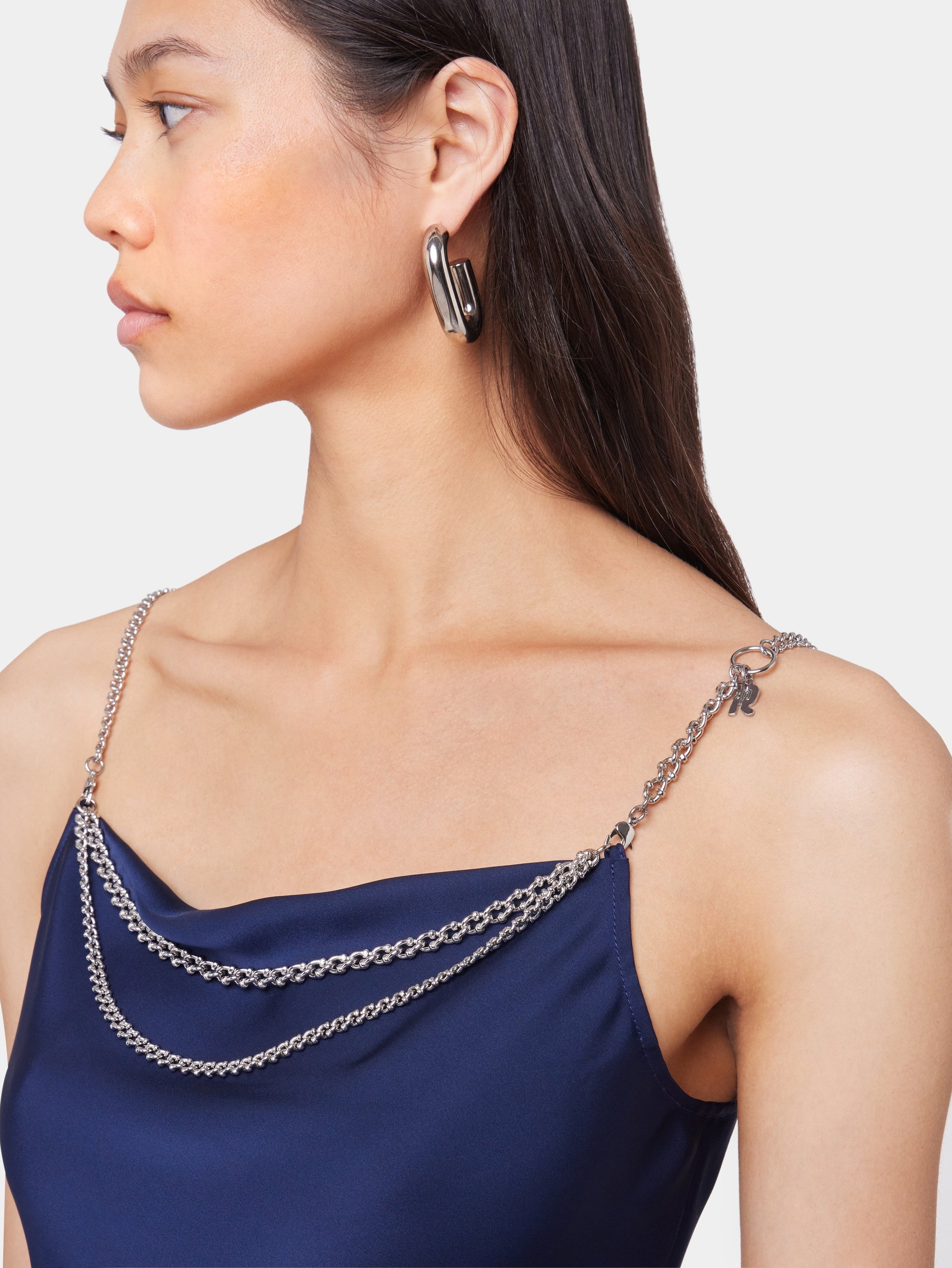 BLUE NAVY TANK TOP IN SATIN - 5
