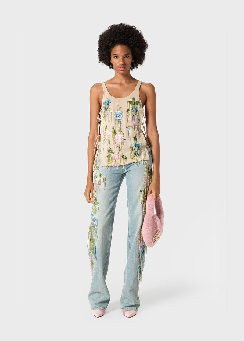 Blumarine GEORGETTE TOP WITH BEADED EMBROIDERY outlook