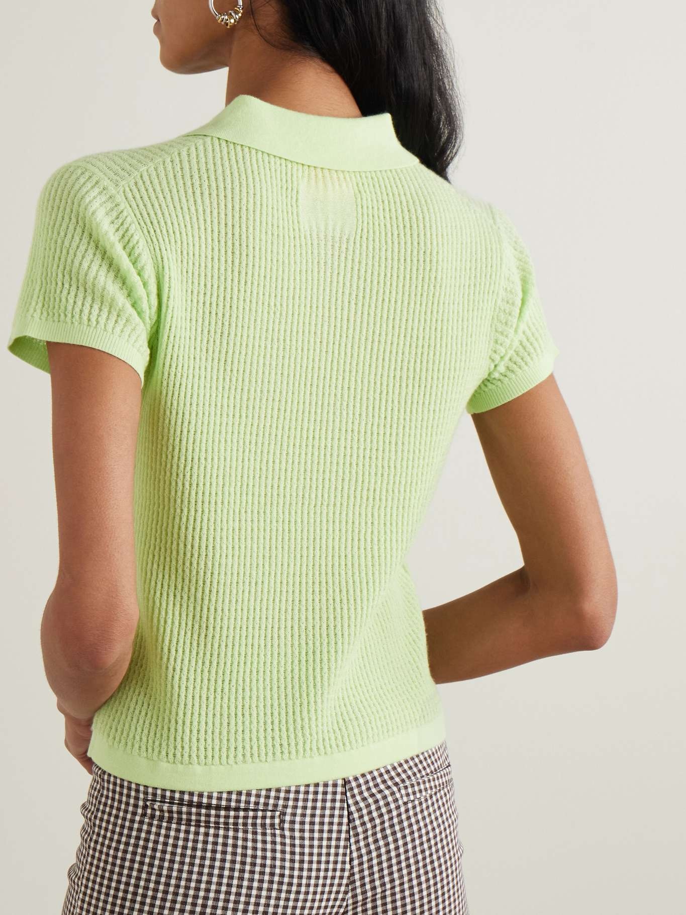 Ribbed cashmere polo sweater Light green - 3