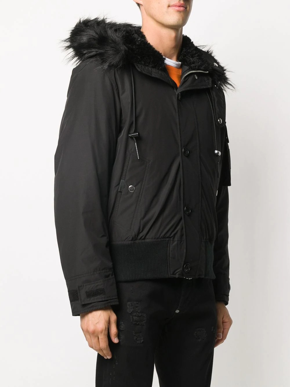 faux-fur trimmed hood jacket - 3