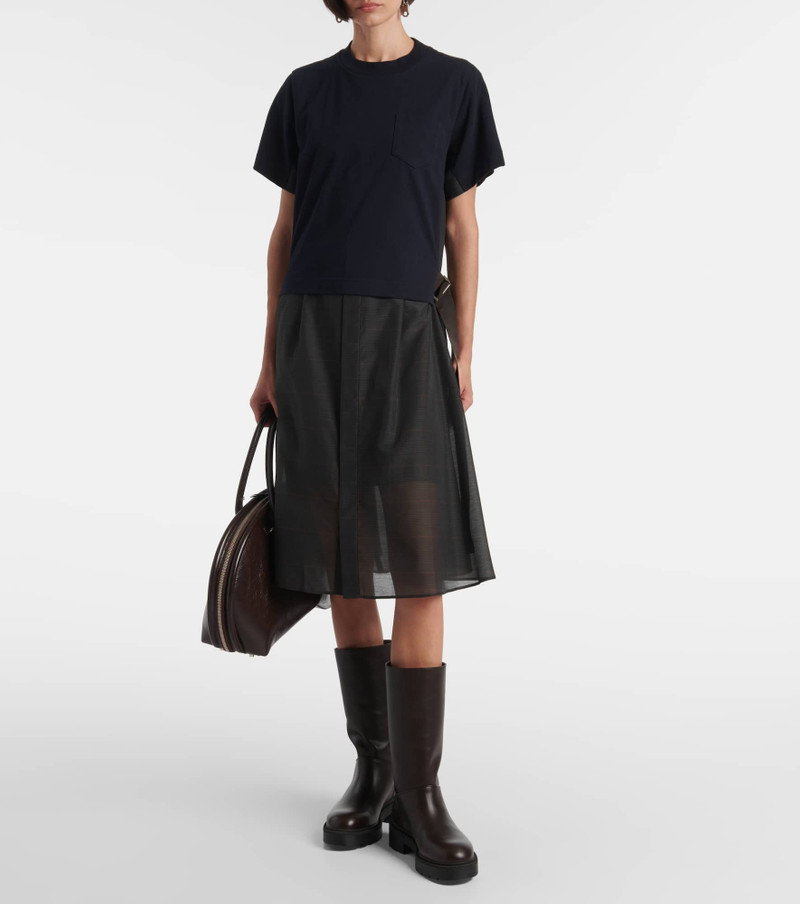 sacai Jersey-paneled midi dress outlook