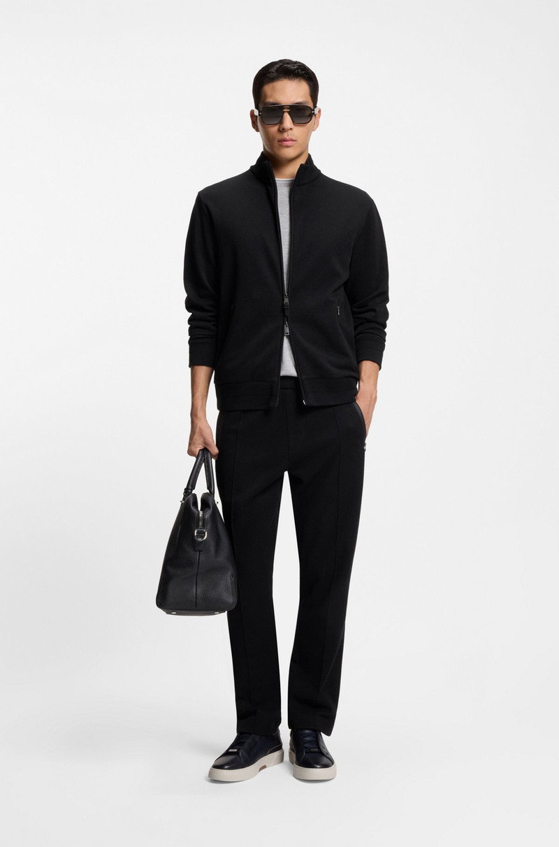 BOSS WAFFLE-TEXTURE ZIP SWEATSHIRT IN A COTTON BLEND outlook