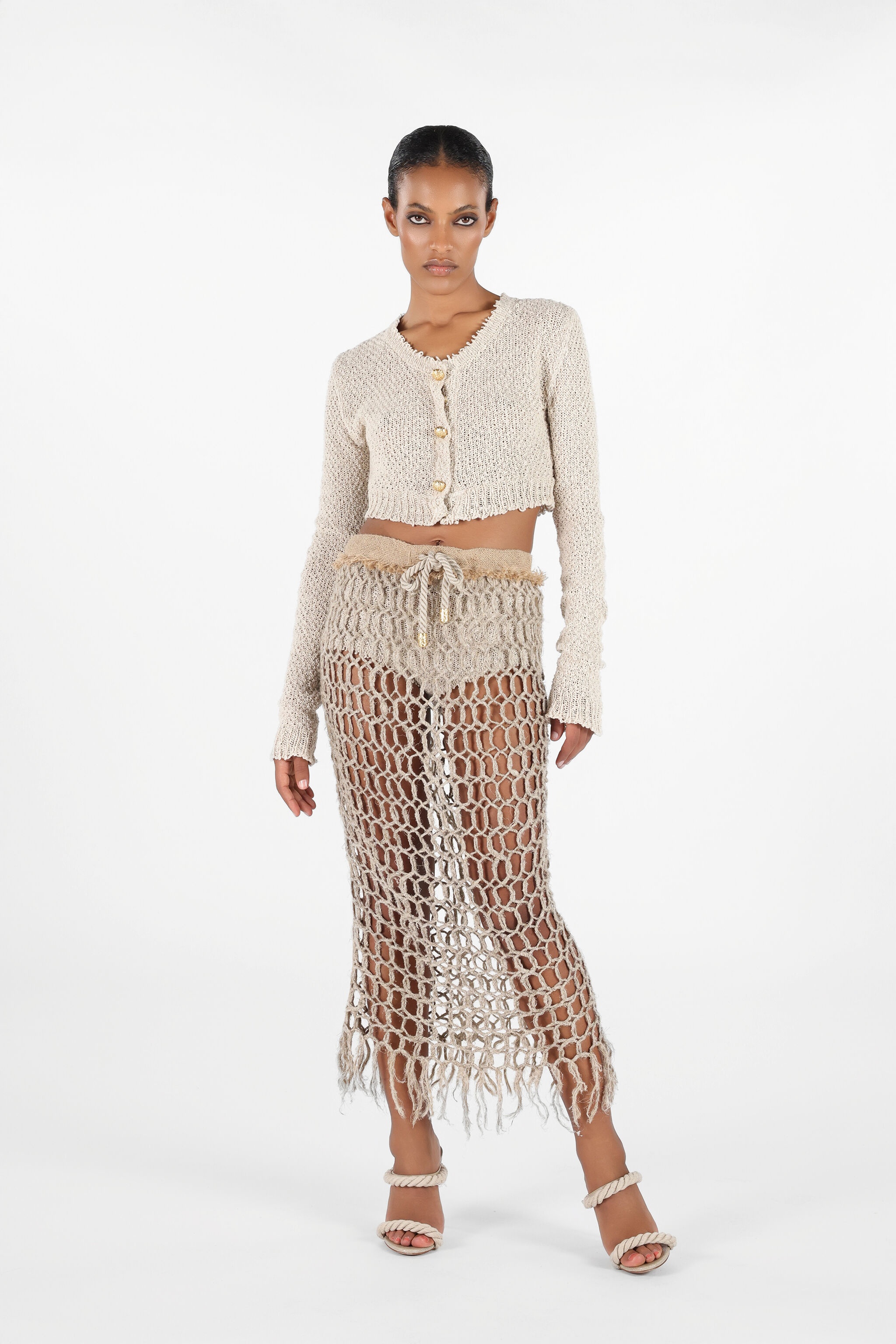 Long Mesh Skirt with Fringes - 2