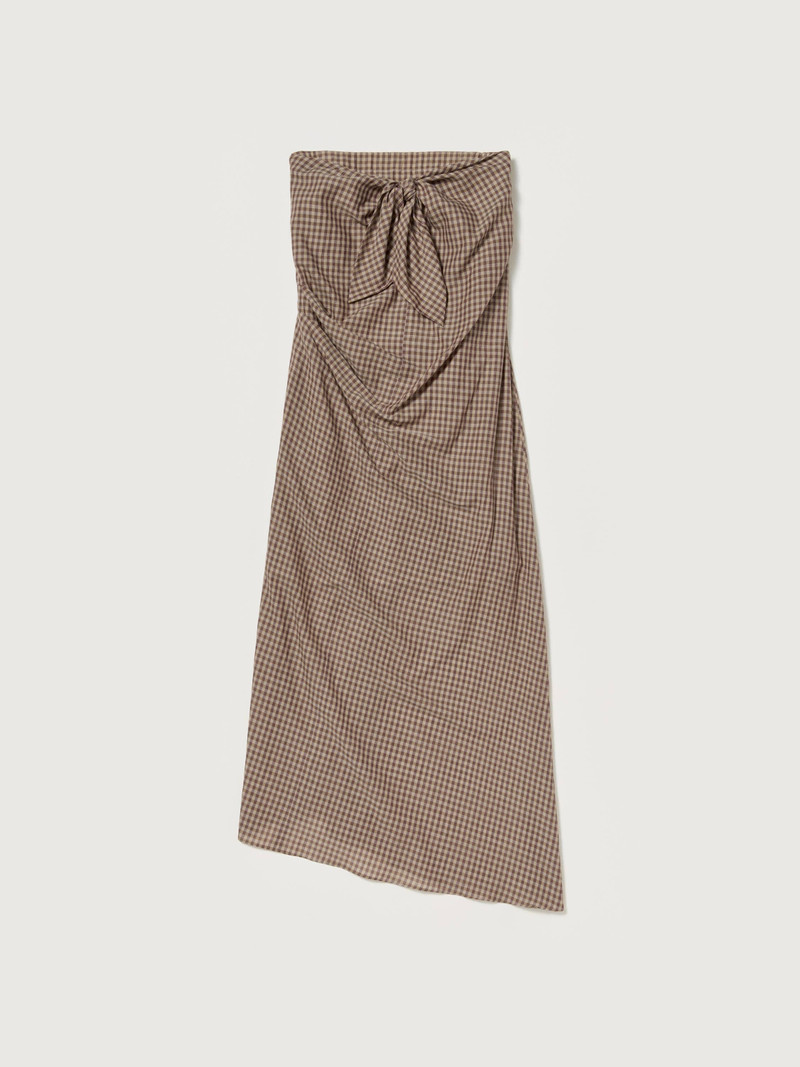 AIRY LIGHT COTTON CHECK STRAPLESS DRESS 1