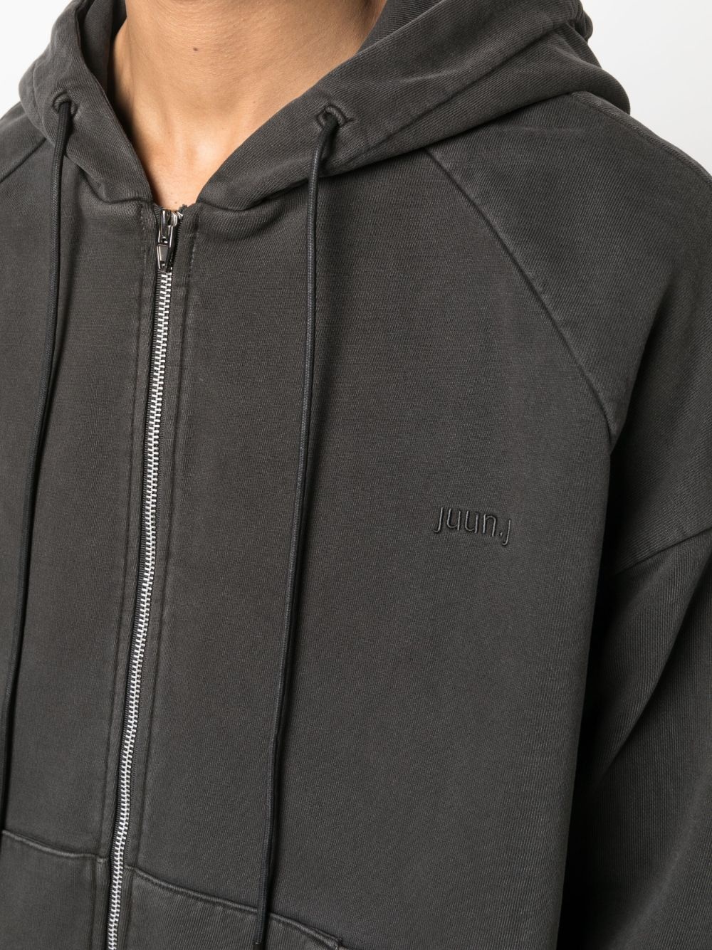 logo-embroidered zip-up hoodie - 5