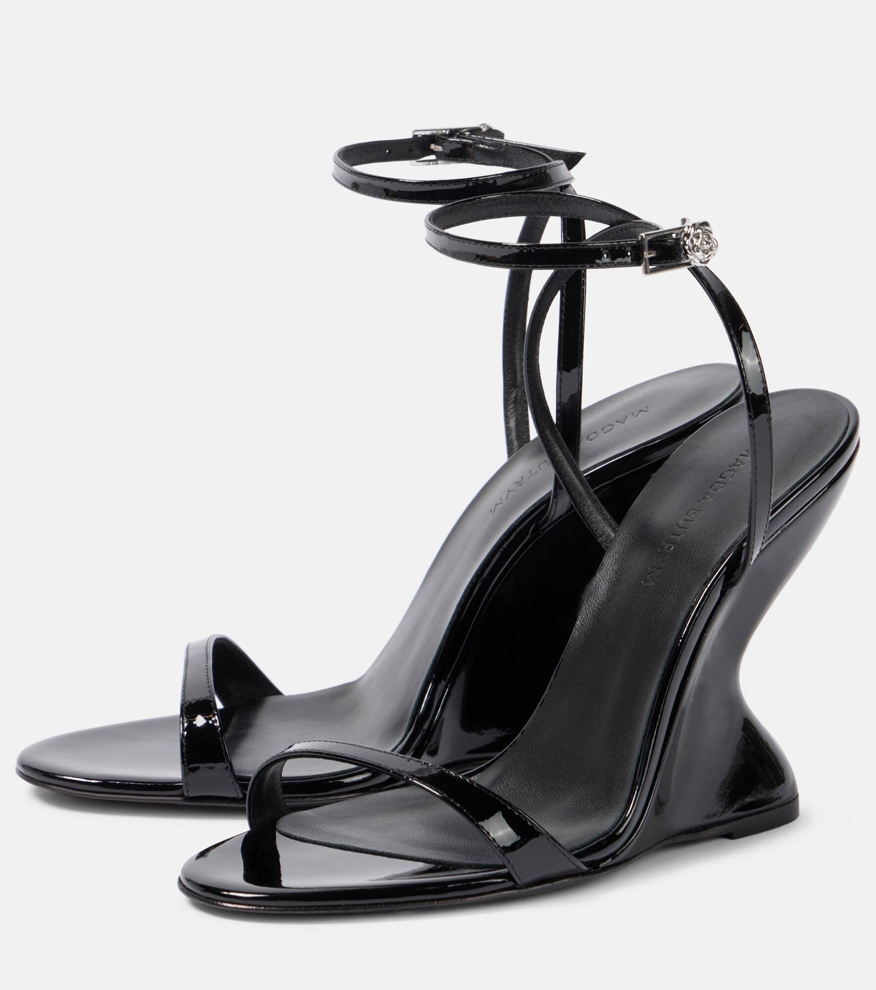 105 patent leather wedge sandals - 4