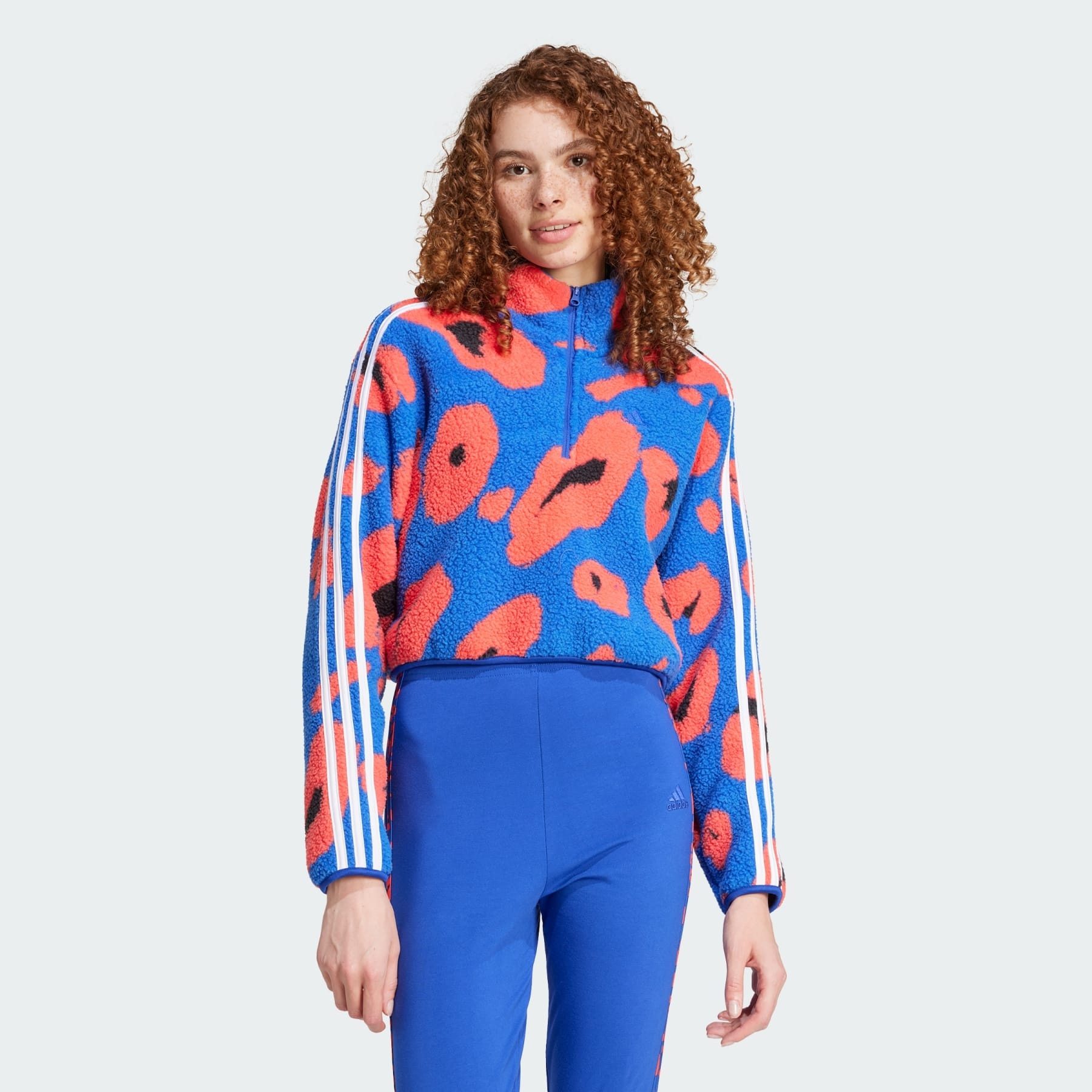 Essentials 3-Stripes Animal Print High Pile Cropped☆選択2色 adidas Women's Essentials 3-Stripes Animal Print High Pile
