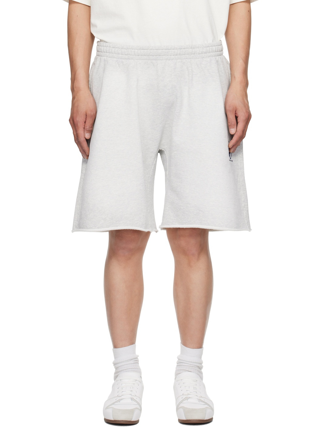 Gray Logo Oversized Cotton Terry Sweat Shorts - 1