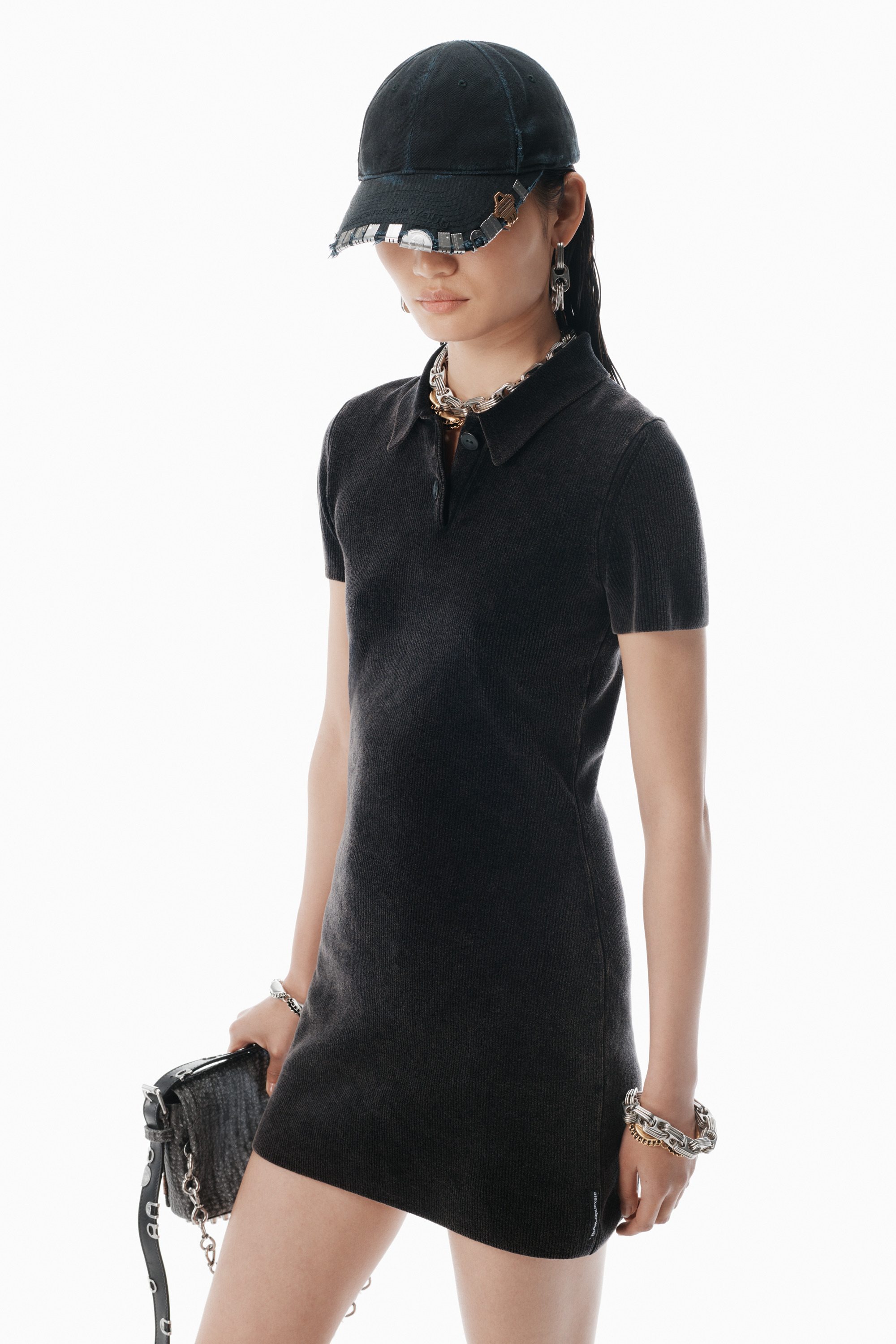 Black Cotton-Blend Chenille Minidress - 3