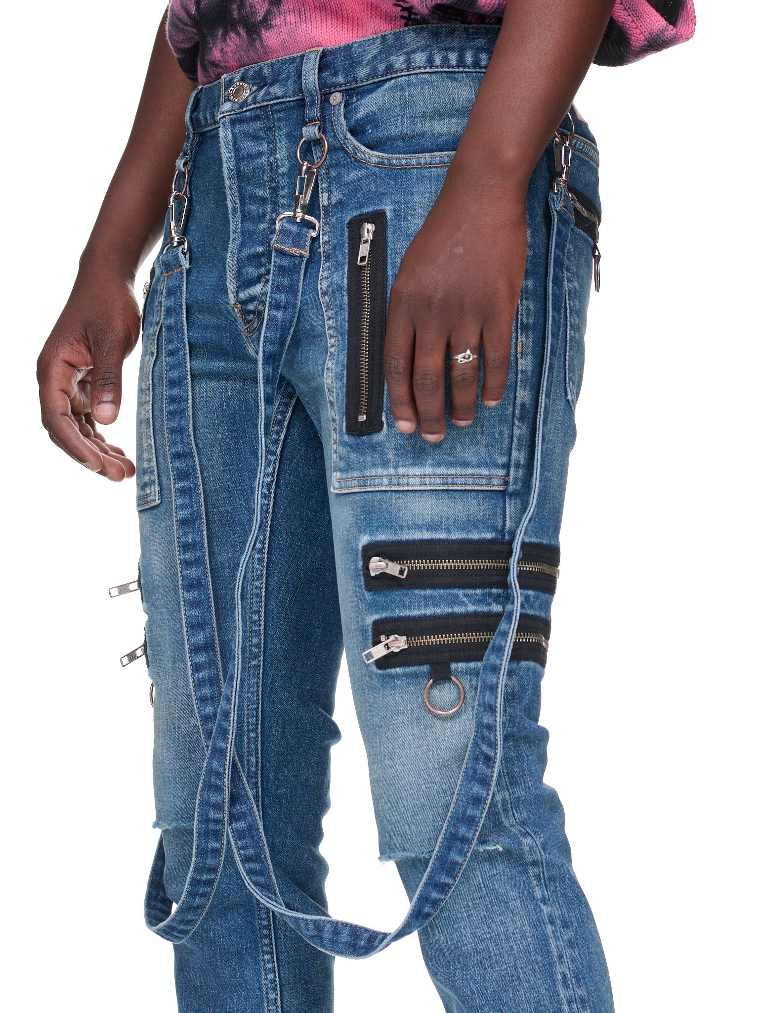 Skinny Distressed Denim Pants - 5