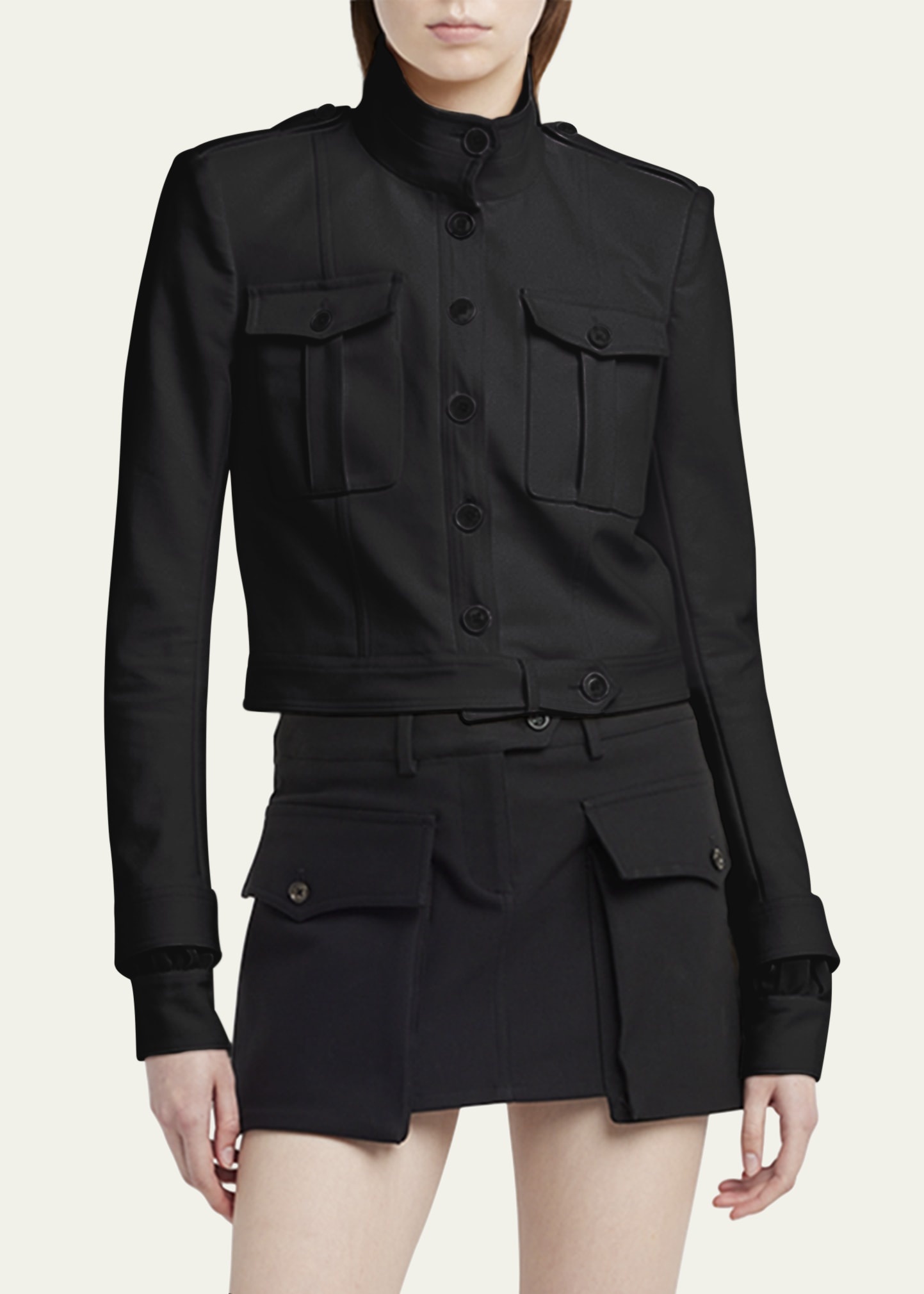 Shrunken Military Cotton Jacket - 3
