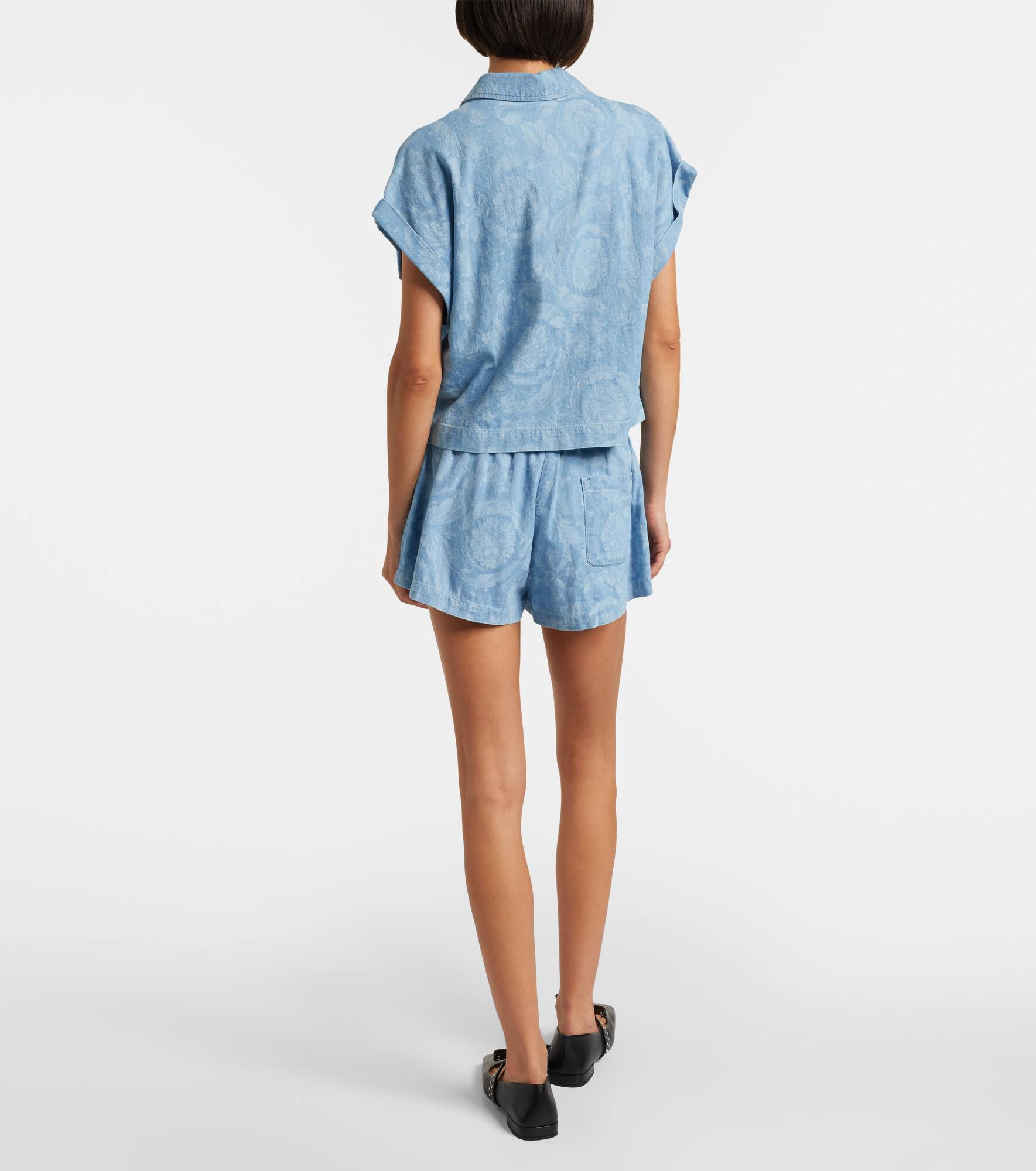Barocco cropped denim chambray shirt - 3