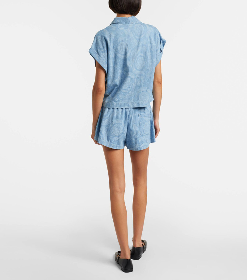 Barocco cropped denim chambray shirt 3