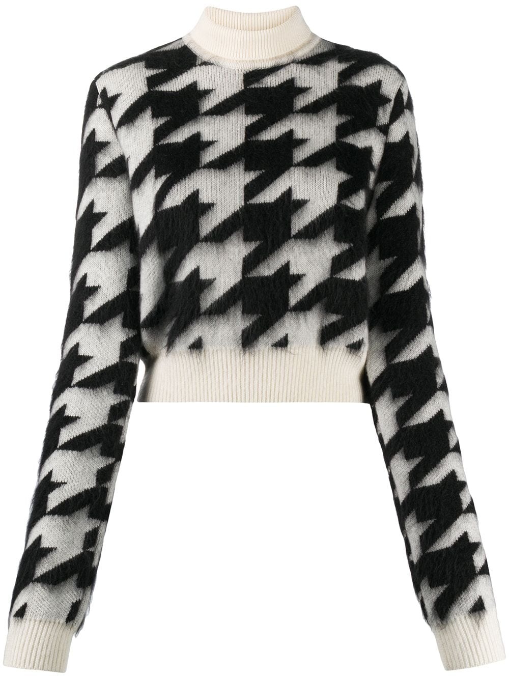 cropped houndstooth knit jumper - 1