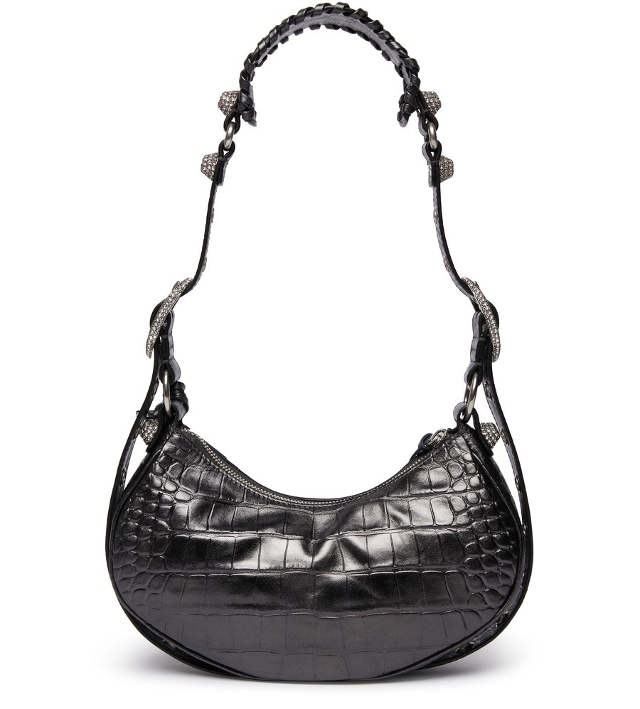 Le Cagole XS Shoulder Bag Crocodile Embossed With Rhinestones - 3
