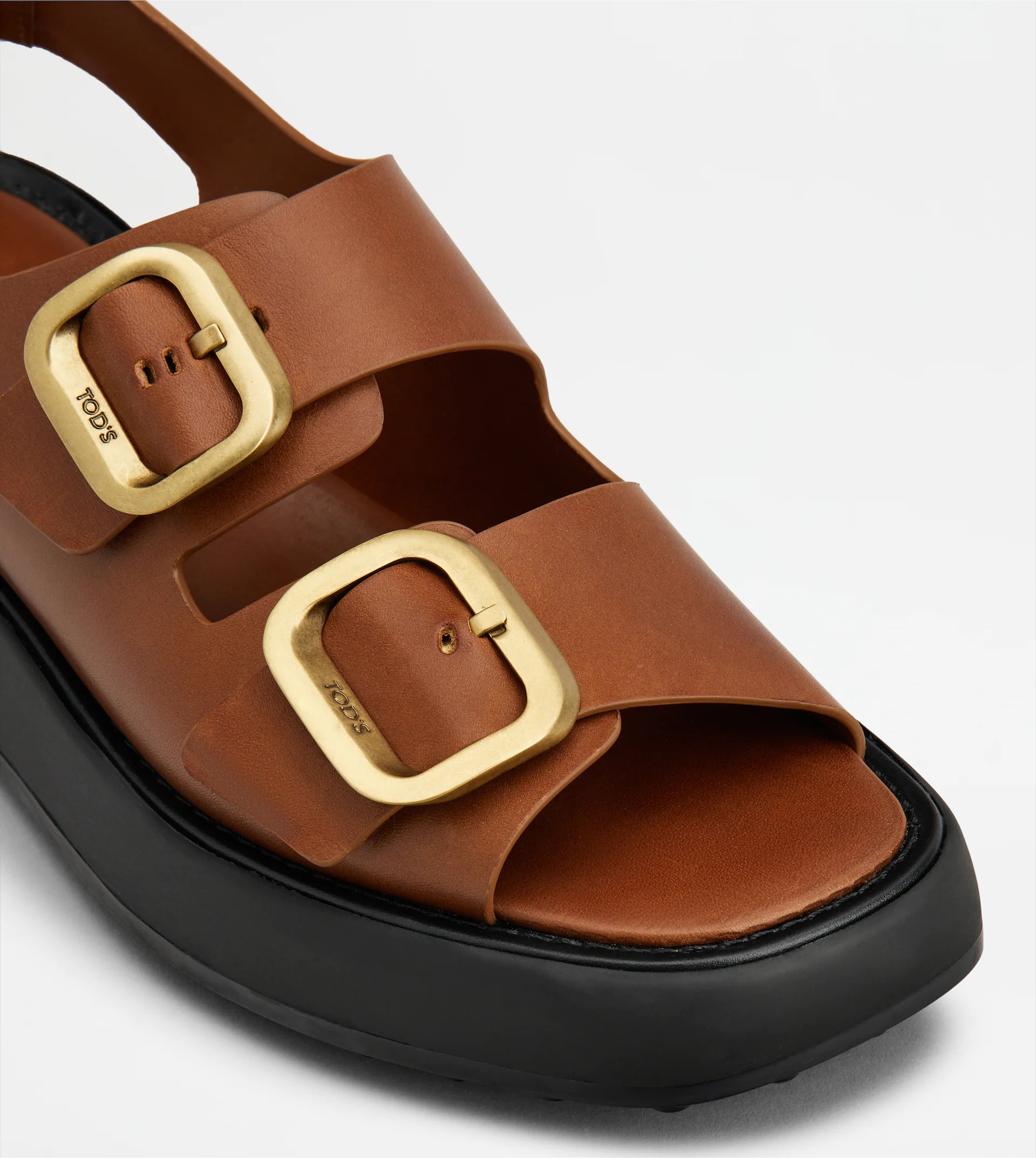 SANDALS IN LEATHER - BROWN - 5