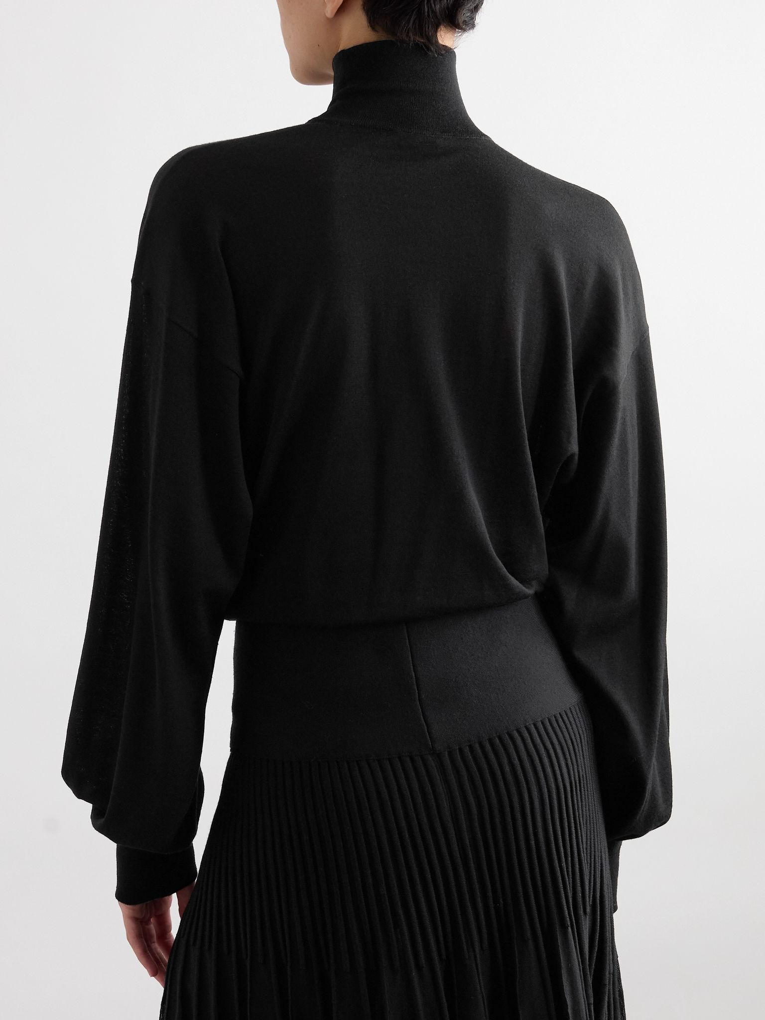Turtleneck cutout wool-blend bodysuit Black - 4