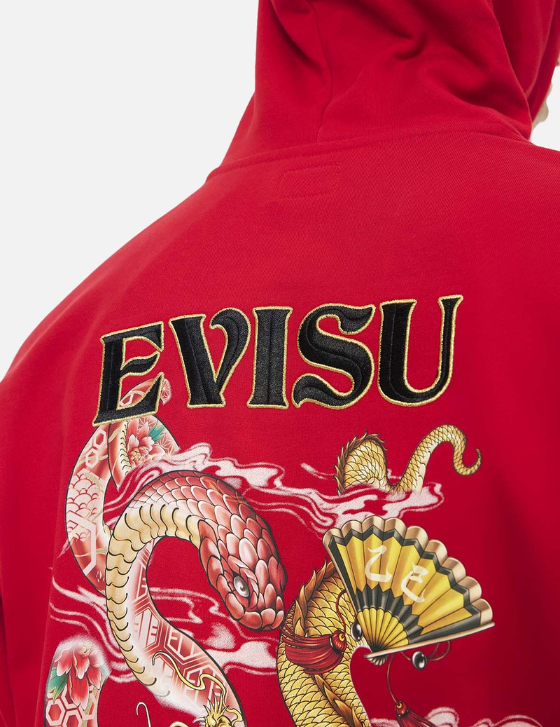 Soaring Snake and Dragon Print Relax Fit Hoodie 12