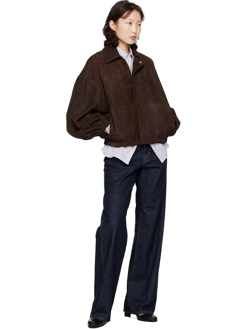 CORDERA Brown Paneled Suede Bomber Jacket outlook