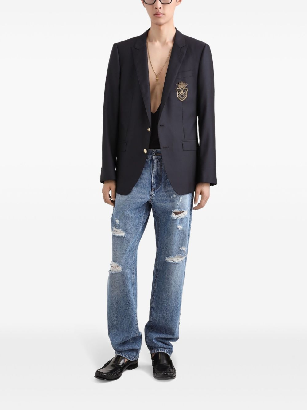 logo-appliqué blazer - 2