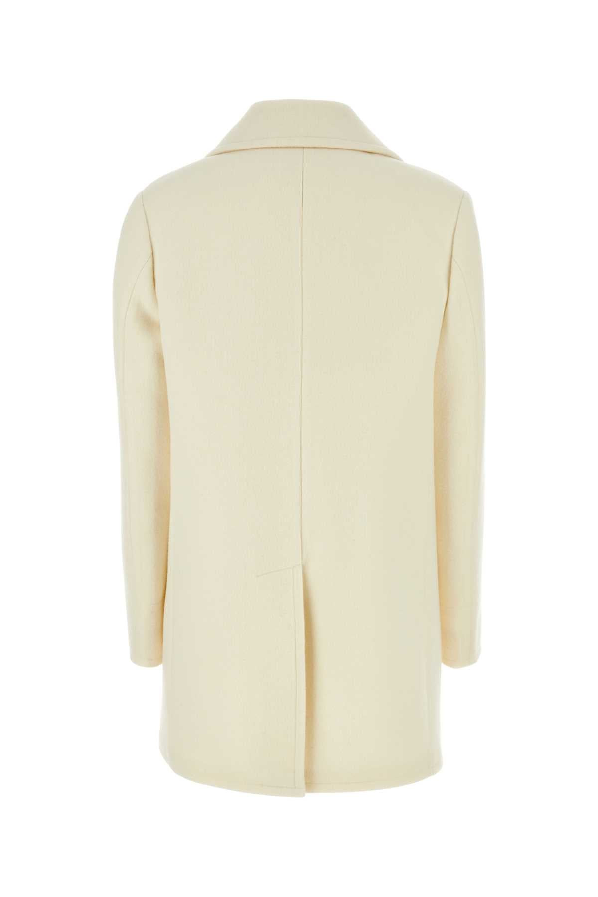 Prada Women Ivory Wool Blend Coat - 2